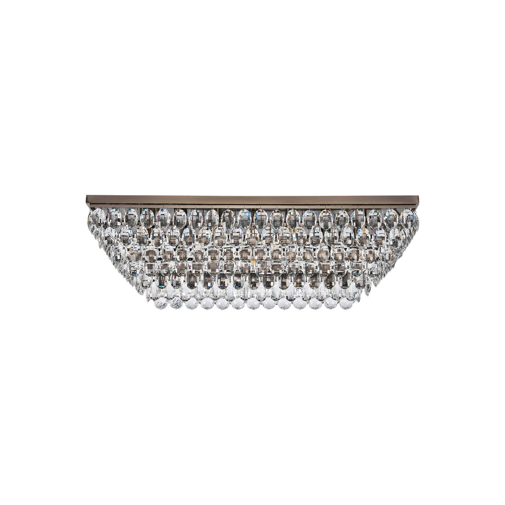 IL32827AB Coniston Linear Flush Ceiling 11 Light E14 Antique Brass/Crystal