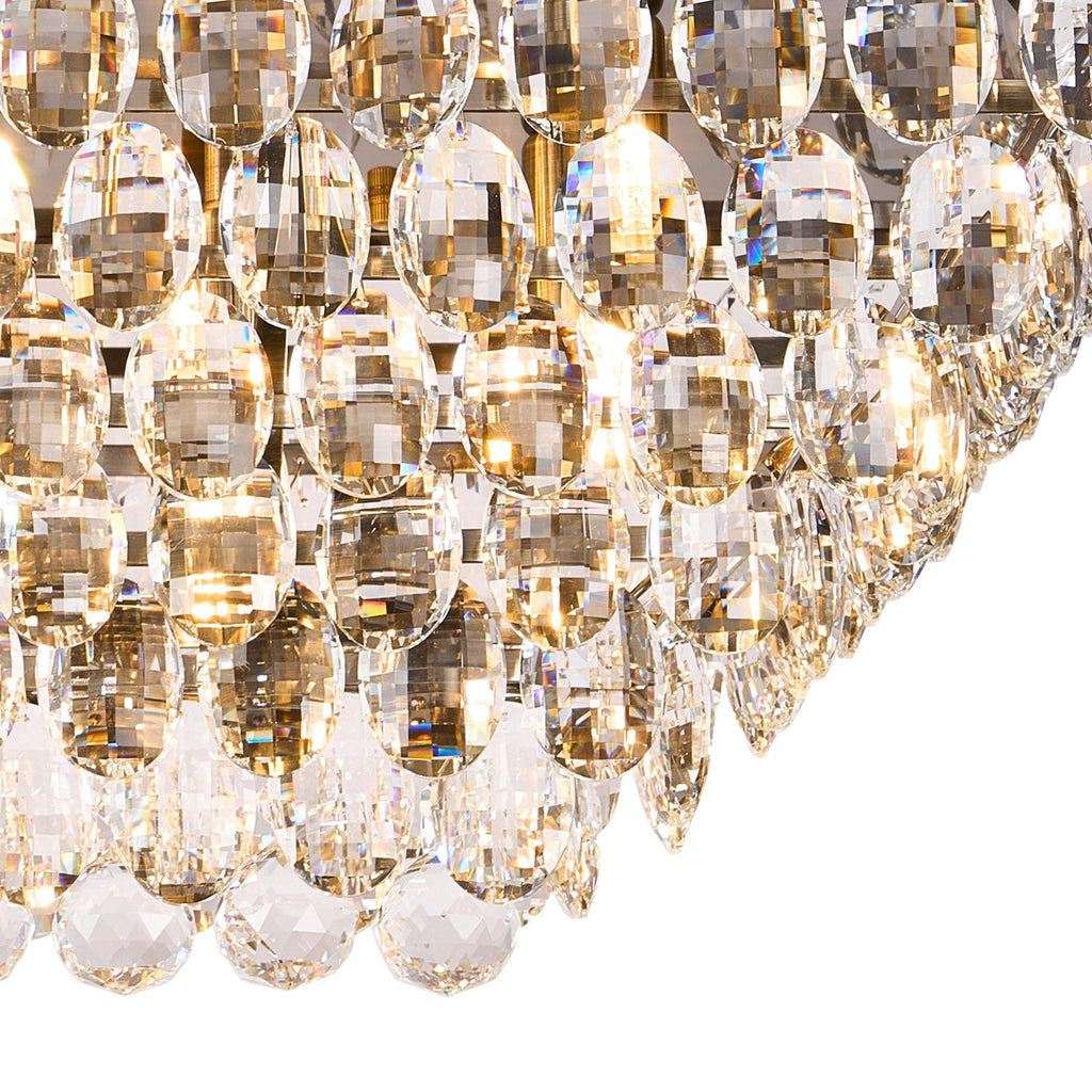 IL32827AB Coniston Linear Flush Ceiling 11 Light E14 Antique Brass/Crystal