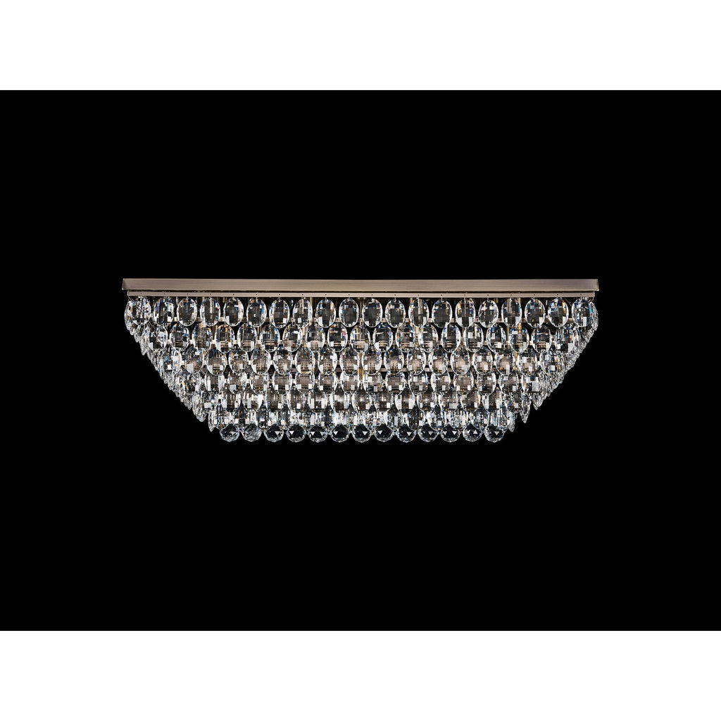IL32827AB Coniston Linear Flush Ceiling 11 Light E14 Antique Brass/Crystal