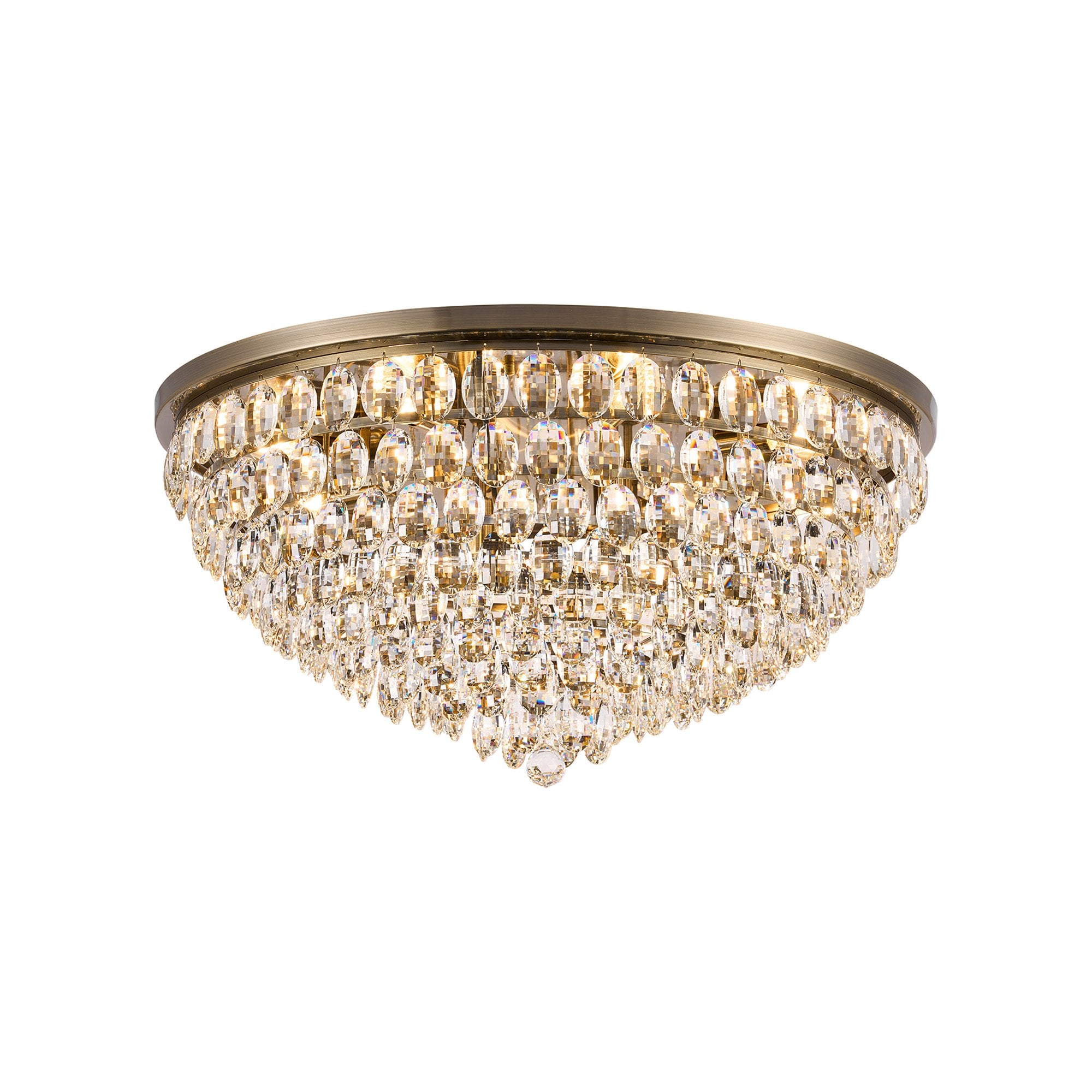 IL32818AB Coniston Flush Ceiling 12 Light E14 Antique Brass/Crystal
