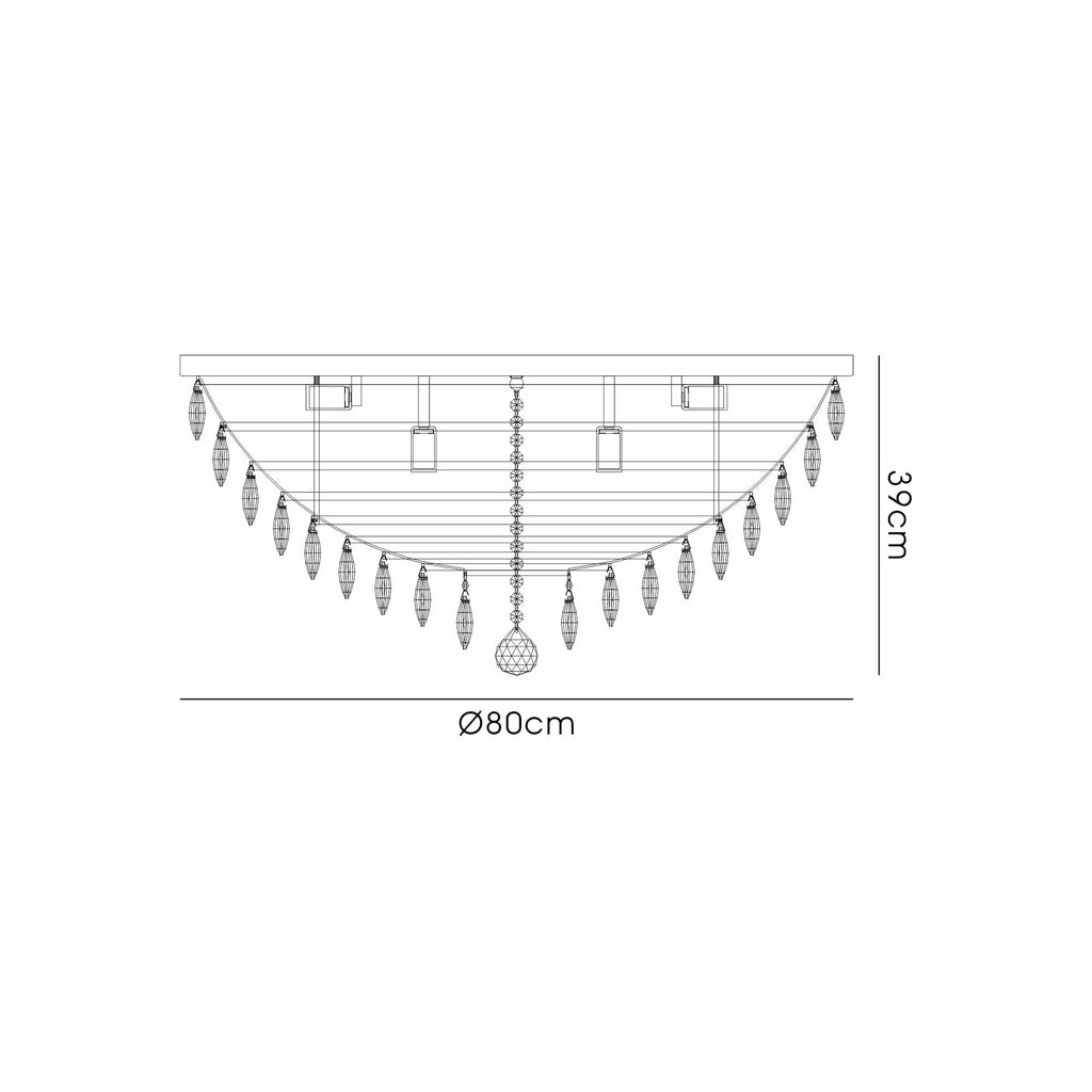 IL32818AB Coniston Flush Ceiling 12 Light E14 Antique Brass/Crystal