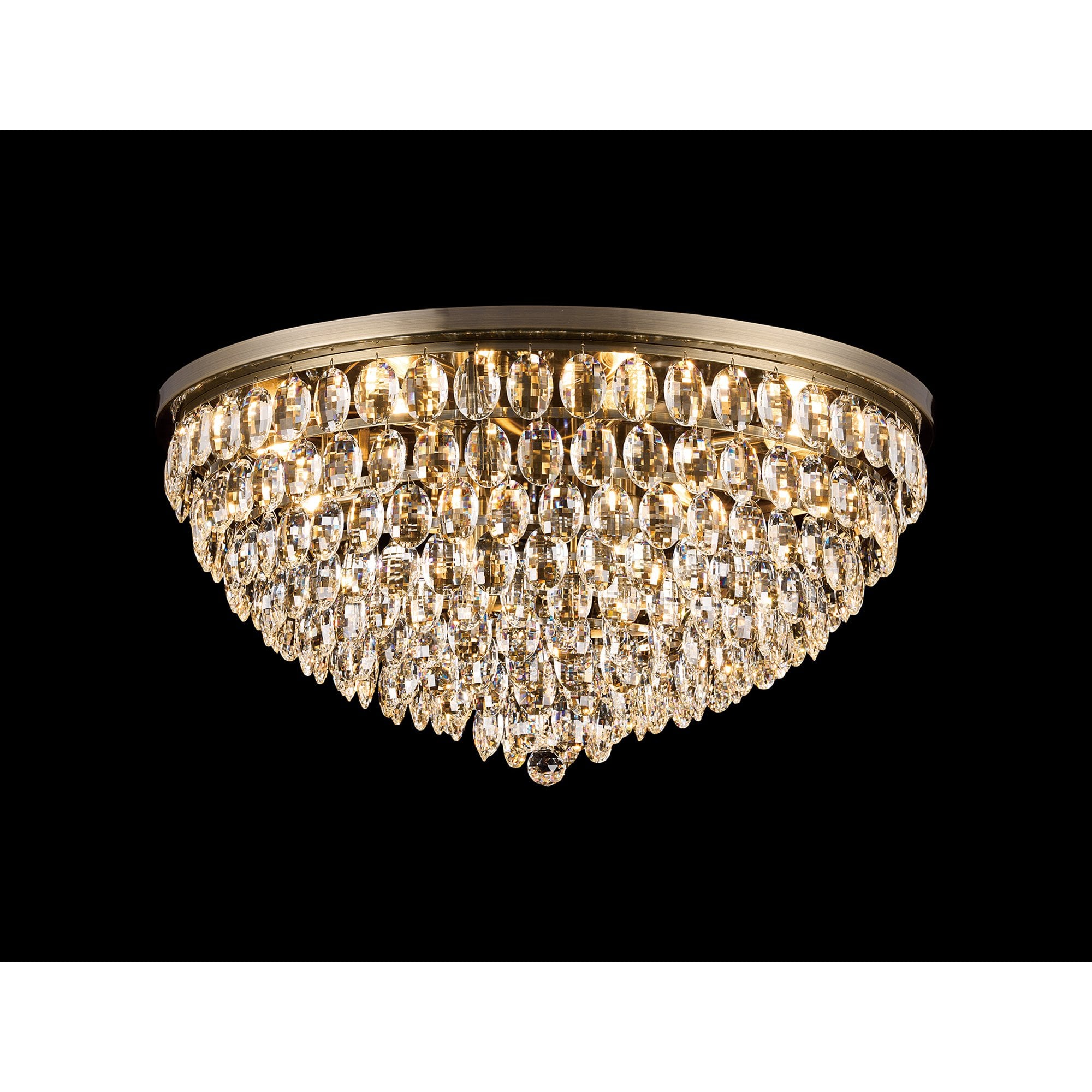 IL32818AB Coniston Flush Ceiling 12 Light E14 Antique Brass/Crystal