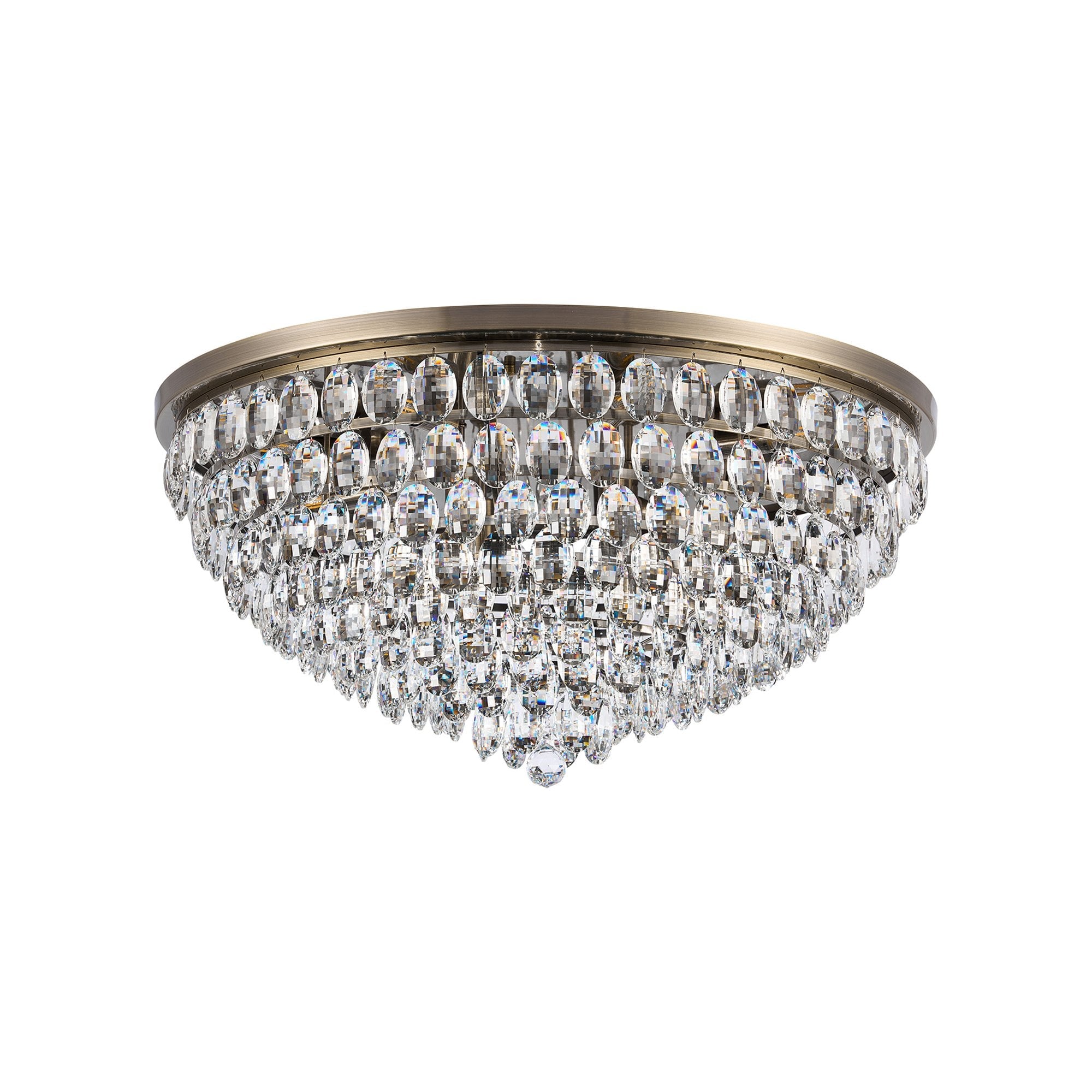 IL32818AB Coniston Flush Ceiling 12 Light E14 Antique Brass/Crystal