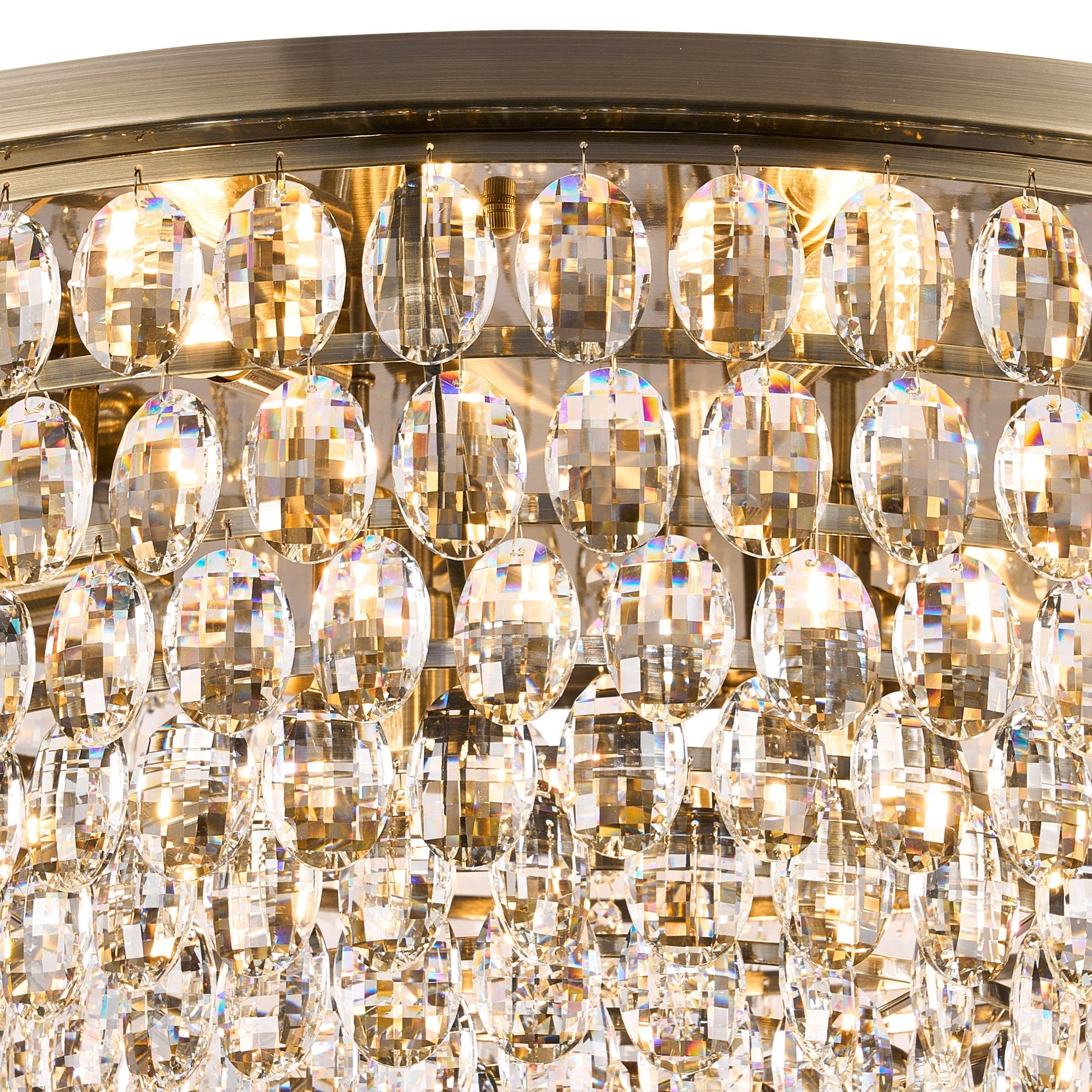 IL32818AB Coniston Flush Ceiling 12 Light E14 Antique Brass/Crystal