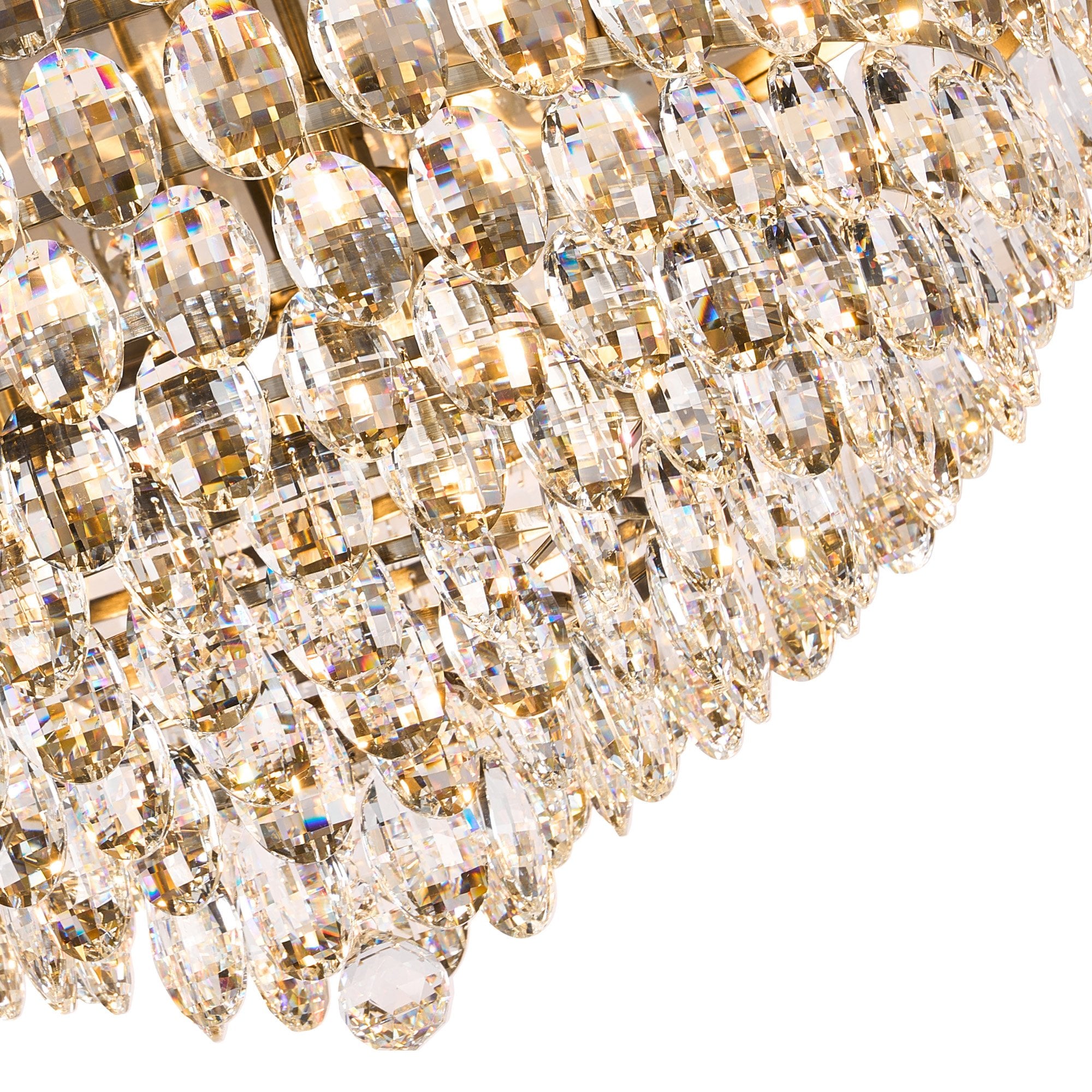 IL32818AB Coniston Flush Ceiling 12 Light E14 Antique Brass/Crystal