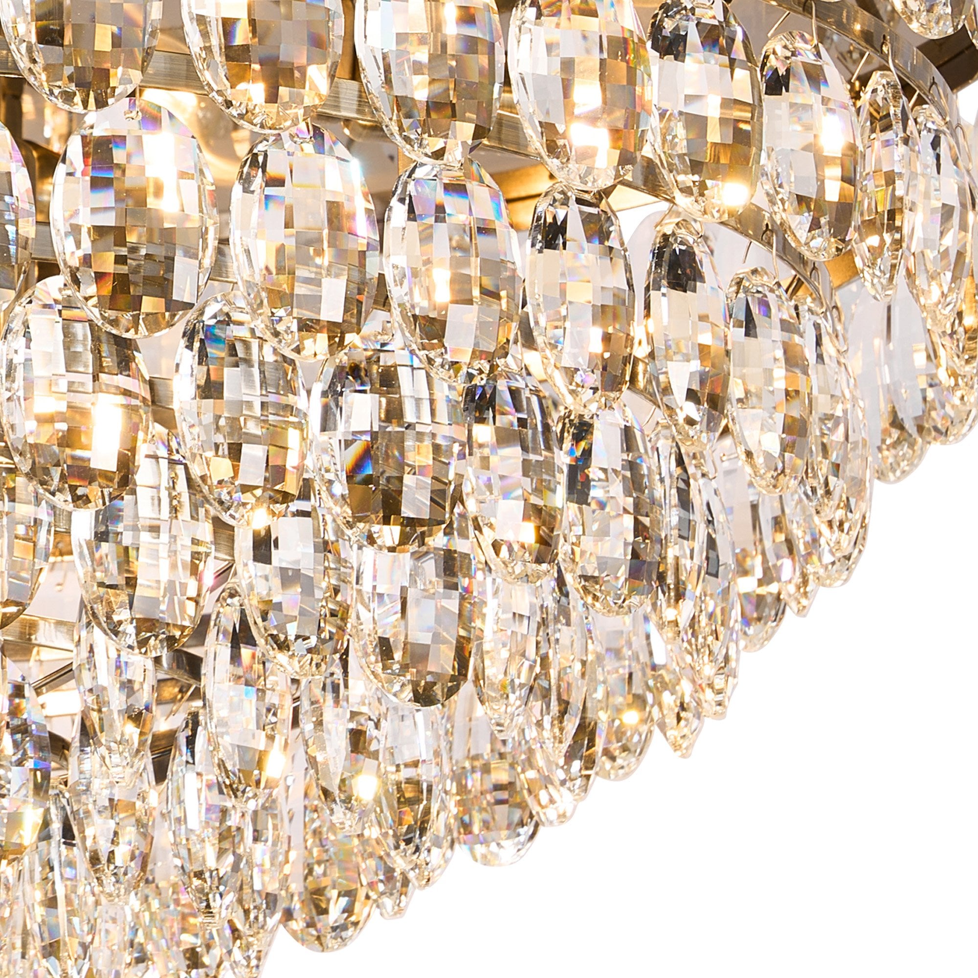 IL32818AB Coniston Flush Ceiling 12 Light E14 Antique Brass/Crystal