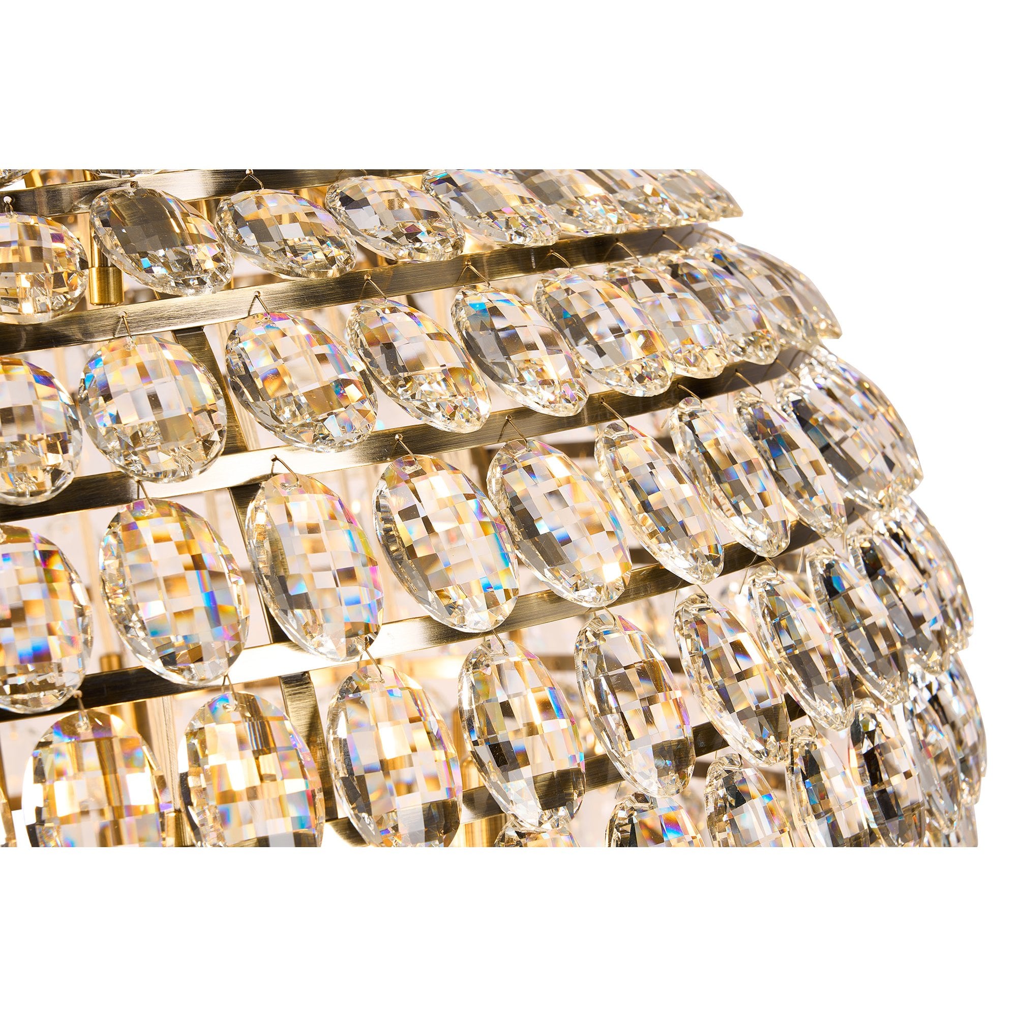 IL32818AB Coniston Flush Ceiling 12 Light E14 Antique Brass/Crystal