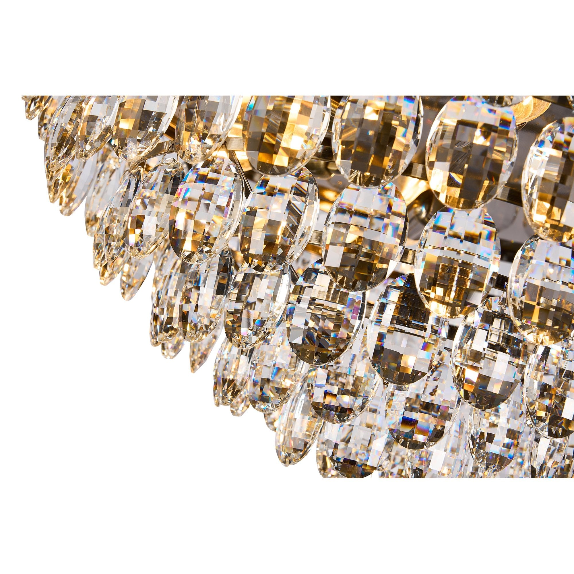 IL32818AB Coniston Flush Ceiling 12 Light E14 Antique Brass/Crystal