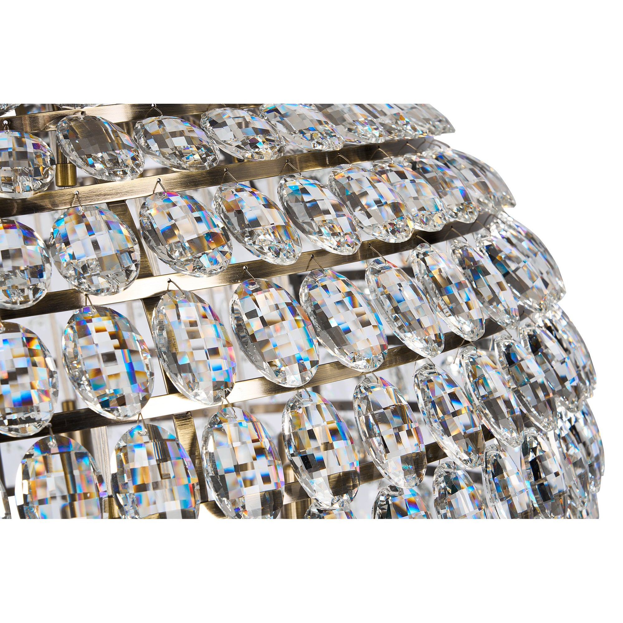 IL32818AB Coniston Flush Ceiling 12 Light E14 Antique Brass/Crystal