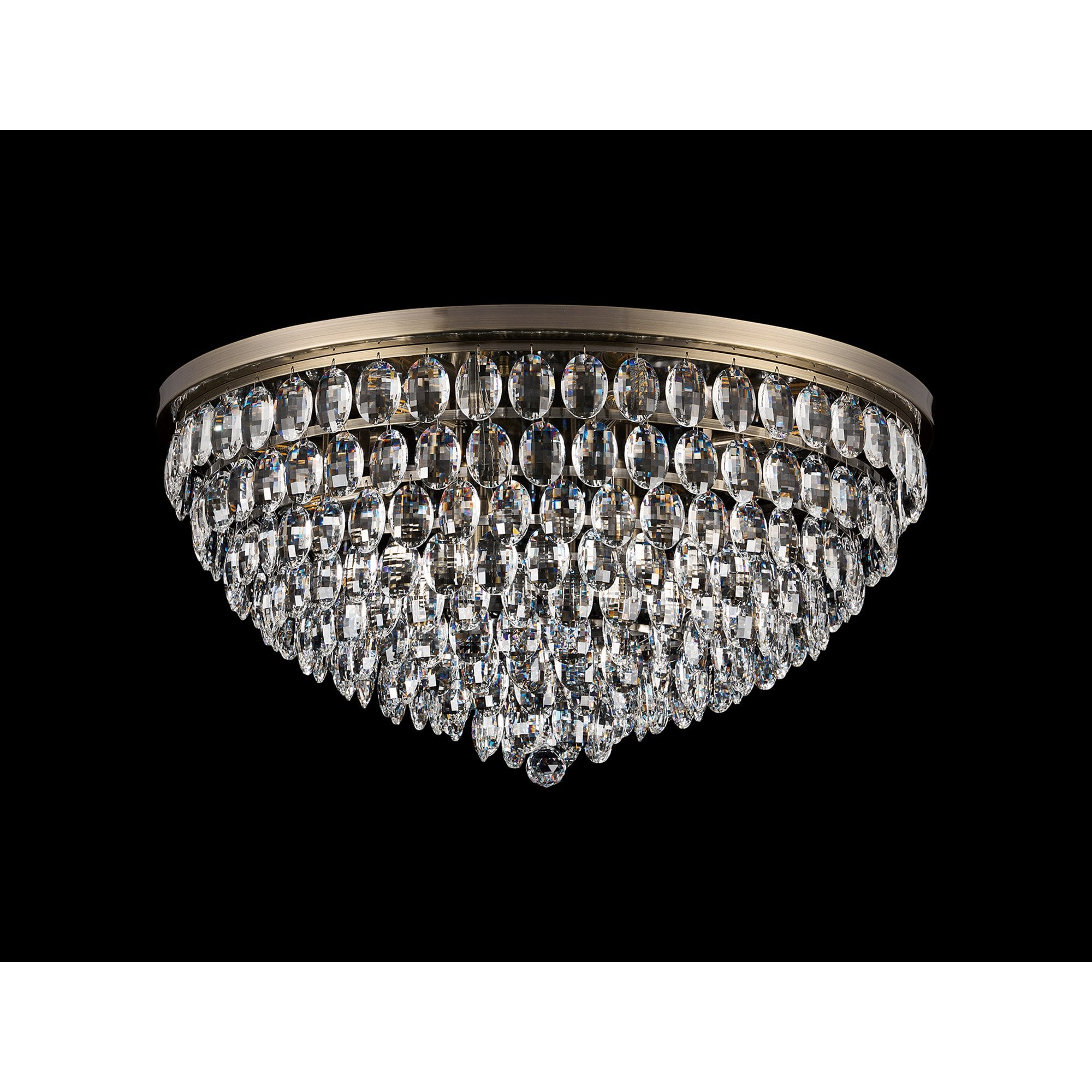 IL32818AB Coniston Flush Ceiling 12 Light E14 Antique Brass/Crystal
