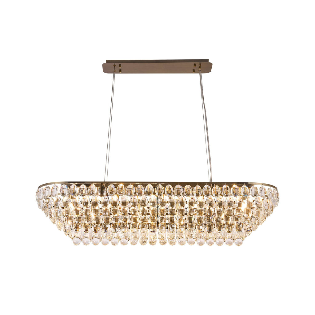 IL32823AB Coniston Linear Pendant 14 Light E14 Antique Brass/Crystal