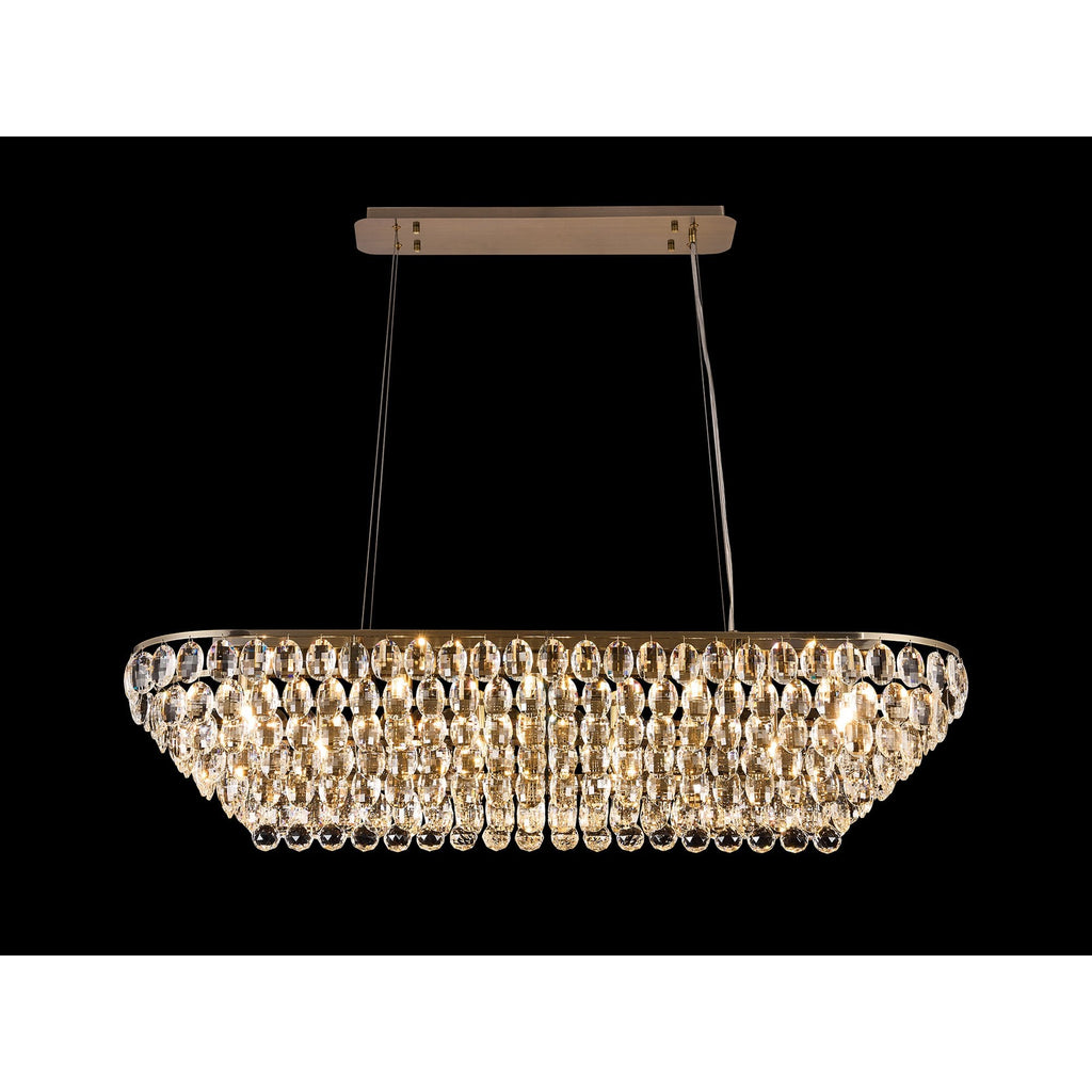 IL32823AB Coniston Linear Pendant 14 Light E14 Antique Brass/Crystal