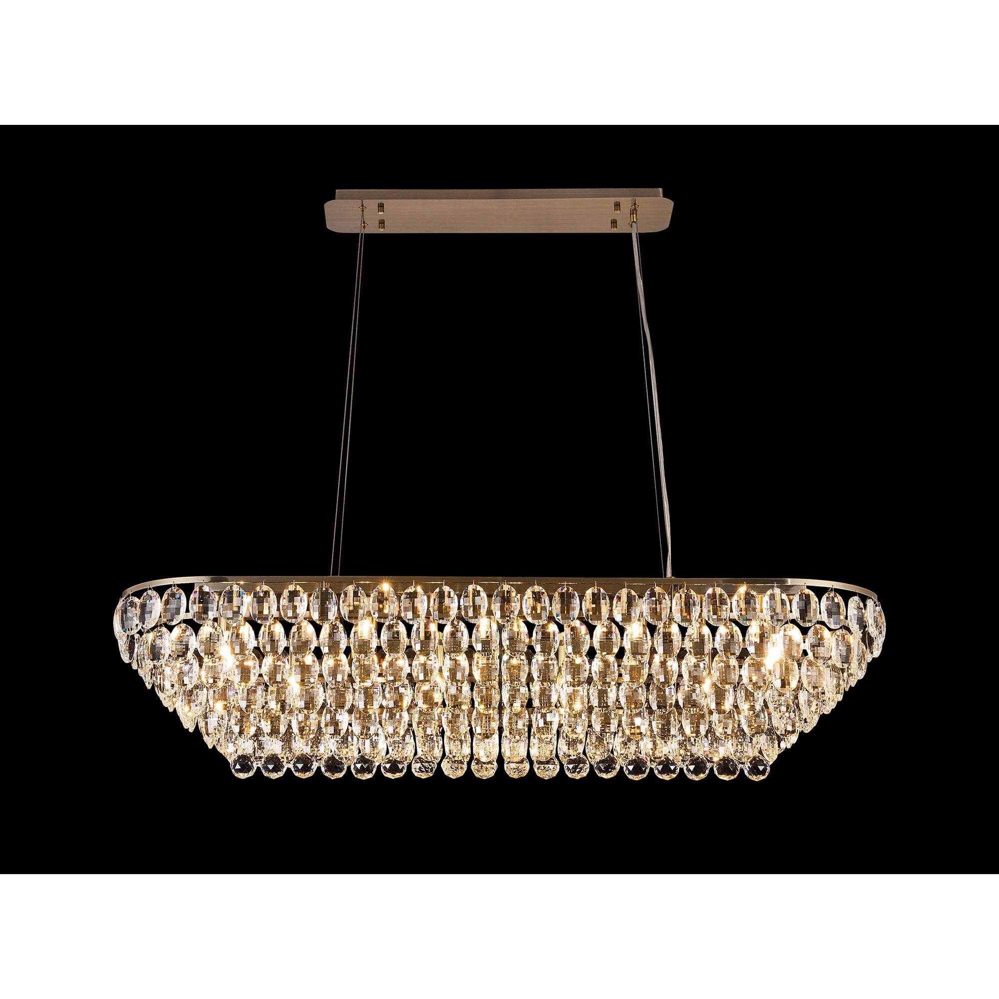 IL32823AB Coniston Linear Pendant 14 Light E14 Antique Brass/Crystal