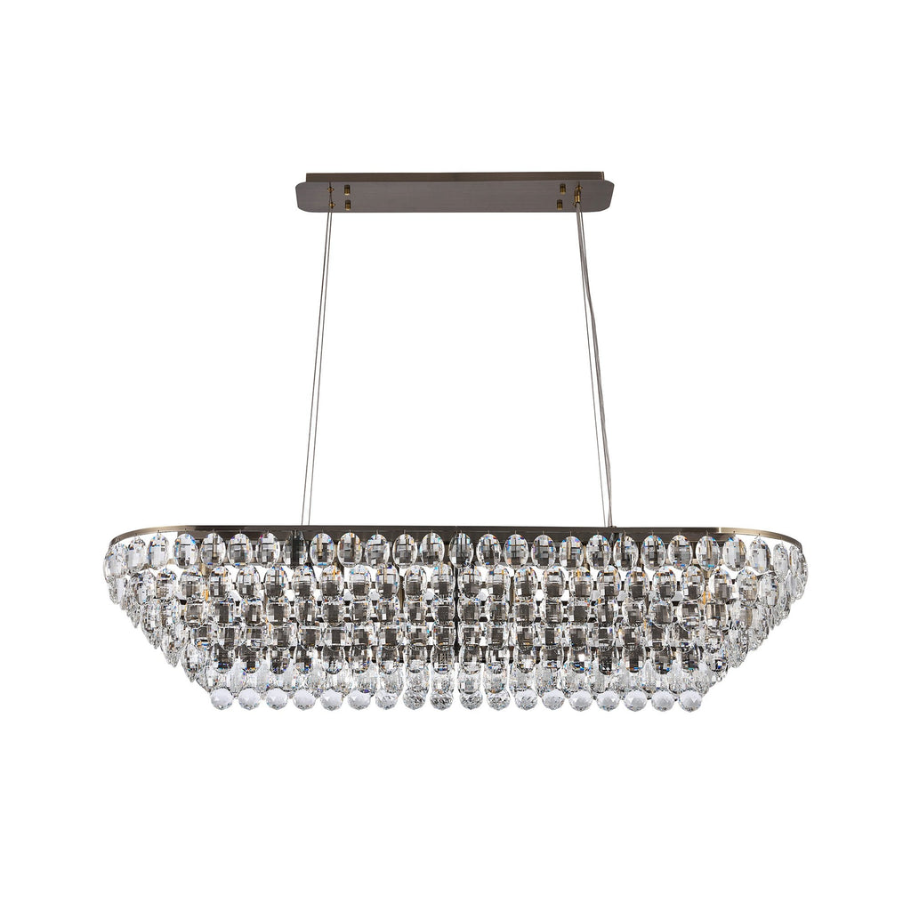 IL32823AB Coniston Linear Pendant 14 Light E14 Antique Brass/Crystal