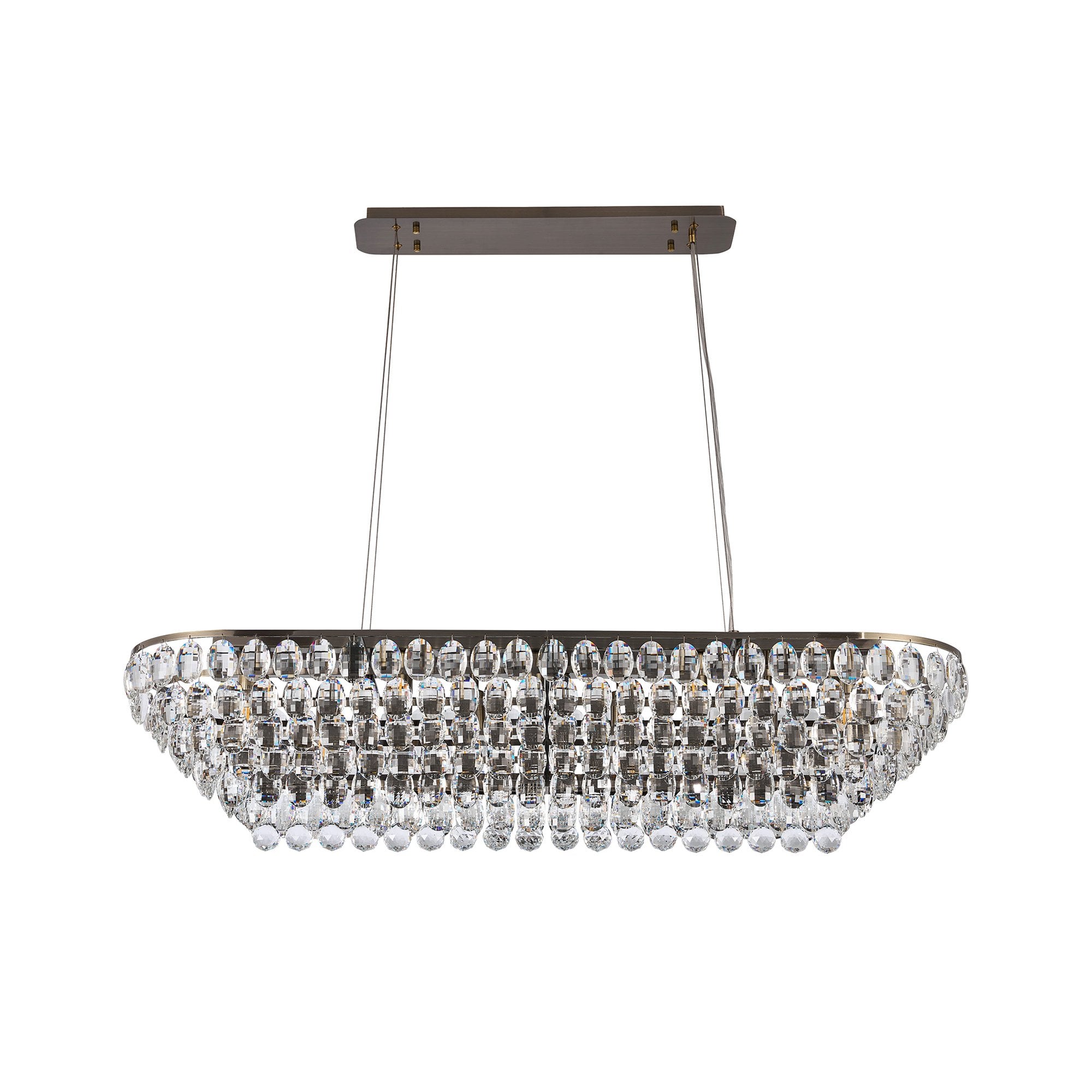 IL32823AB Coniston Linear Pendant 14 Light E14 Antique Brass/Crystal