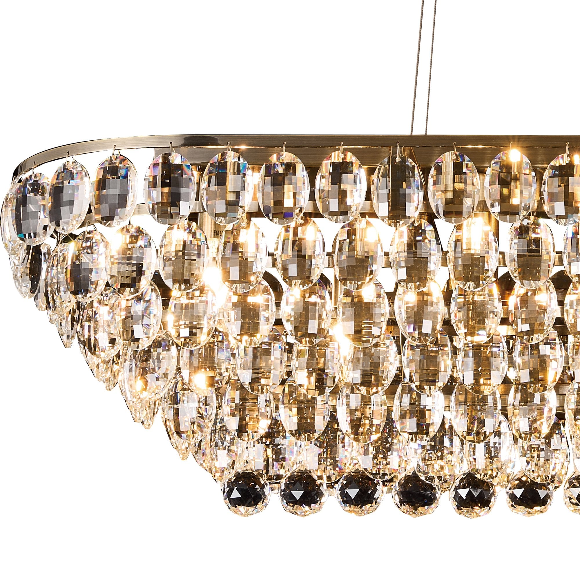 IL32823AB Coniston Linear Pendant 14 Light E14 Antique Brass/Crystal
