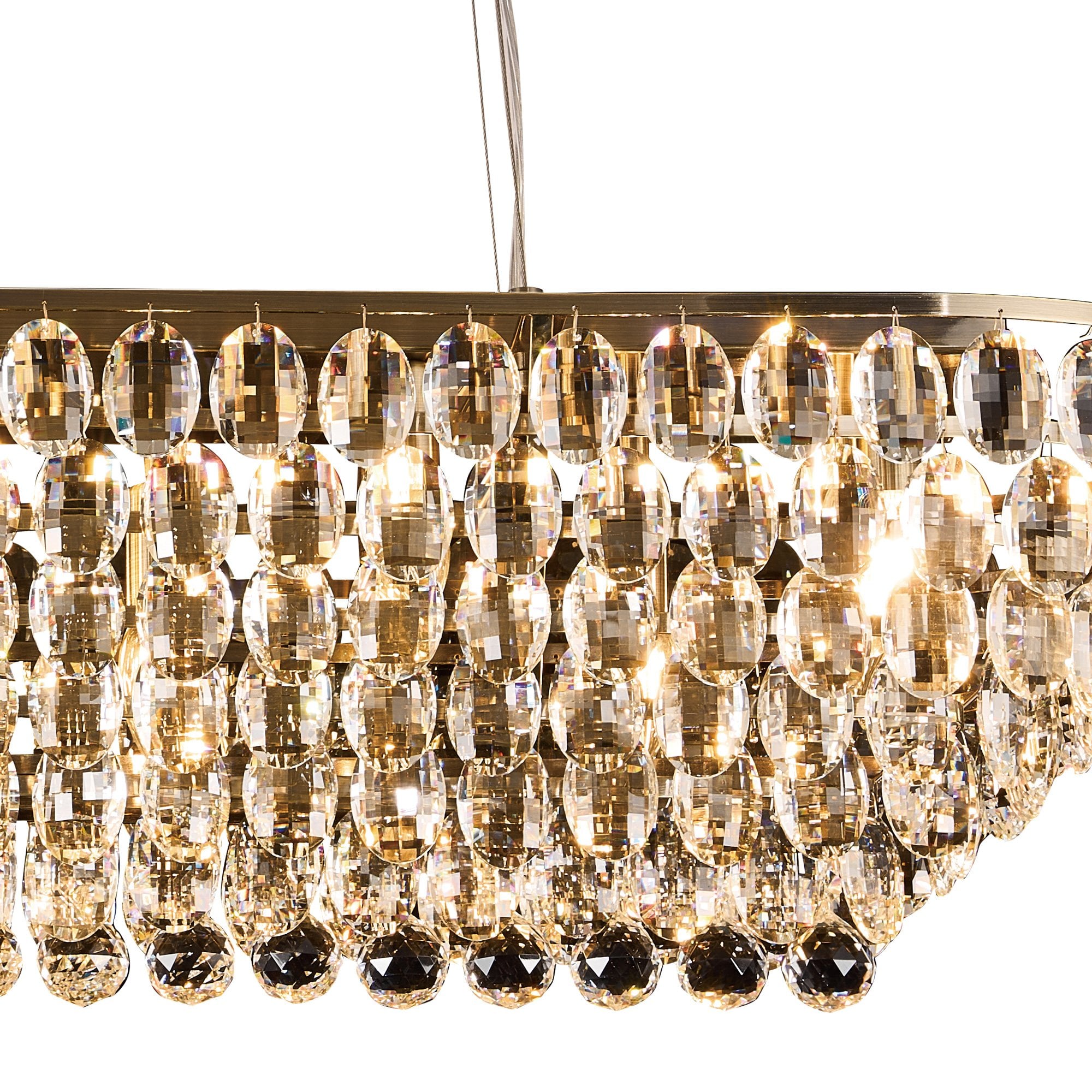 IL32823AB Coniston Linear Pendant 14 Light E14 Antique Brass/Crystal