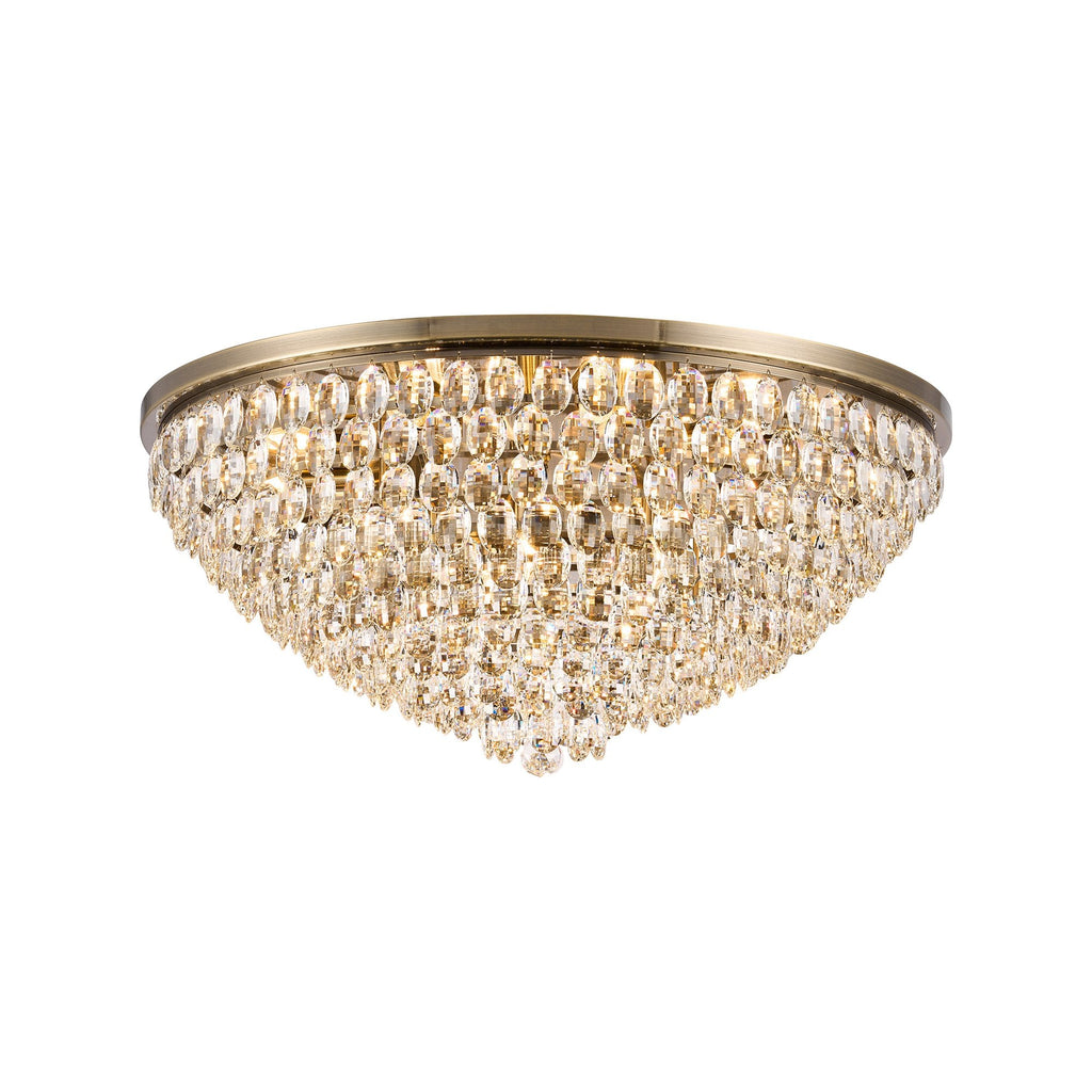 IL32819AB Coniston Flush Ceiling 15 Light E14 Antique Brass/Crystal