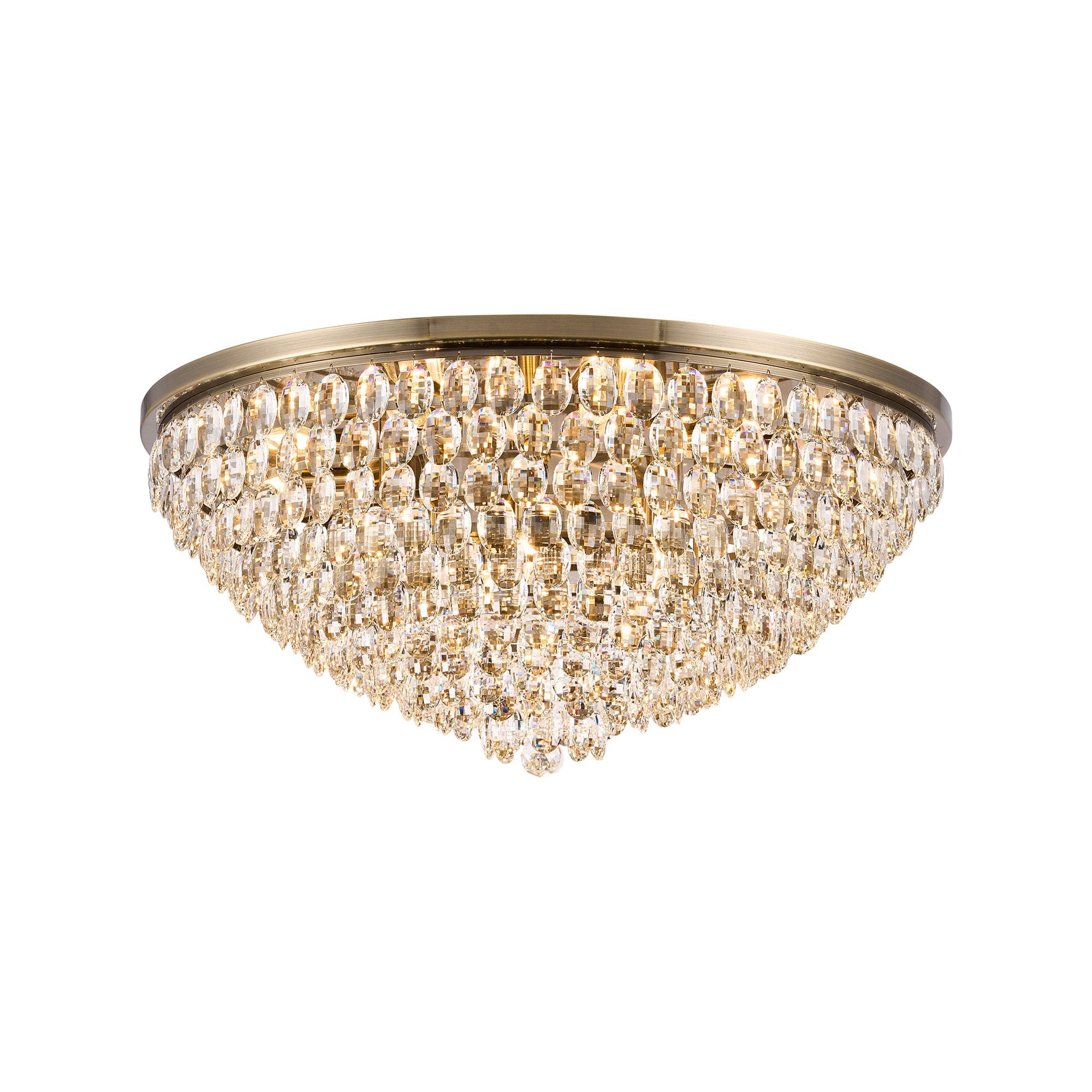 IL32819AB Coniston Flush Ceiling 15 Light E14 Antique Brass/Crystal