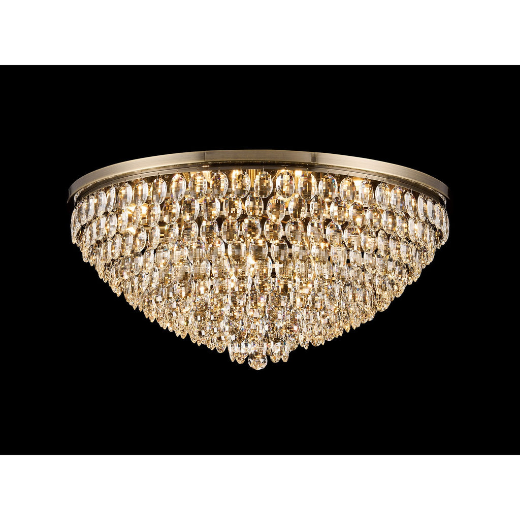 IL32819AB Coniston Flush Ceiling 15 Light E14 Antique Brass/Crystal