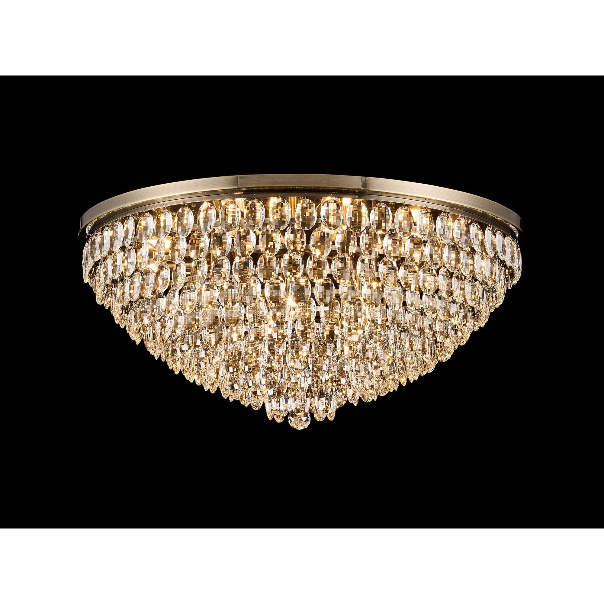 IL32819AB Coniston Flush Ceiling 15 Light E14 Antique Brass/Crystal
