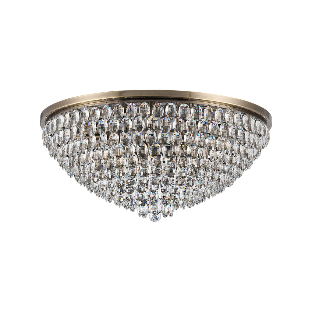 IL32819AB Coniston Flush Ceiling 15 Light E14 Antique Brass/Crystal