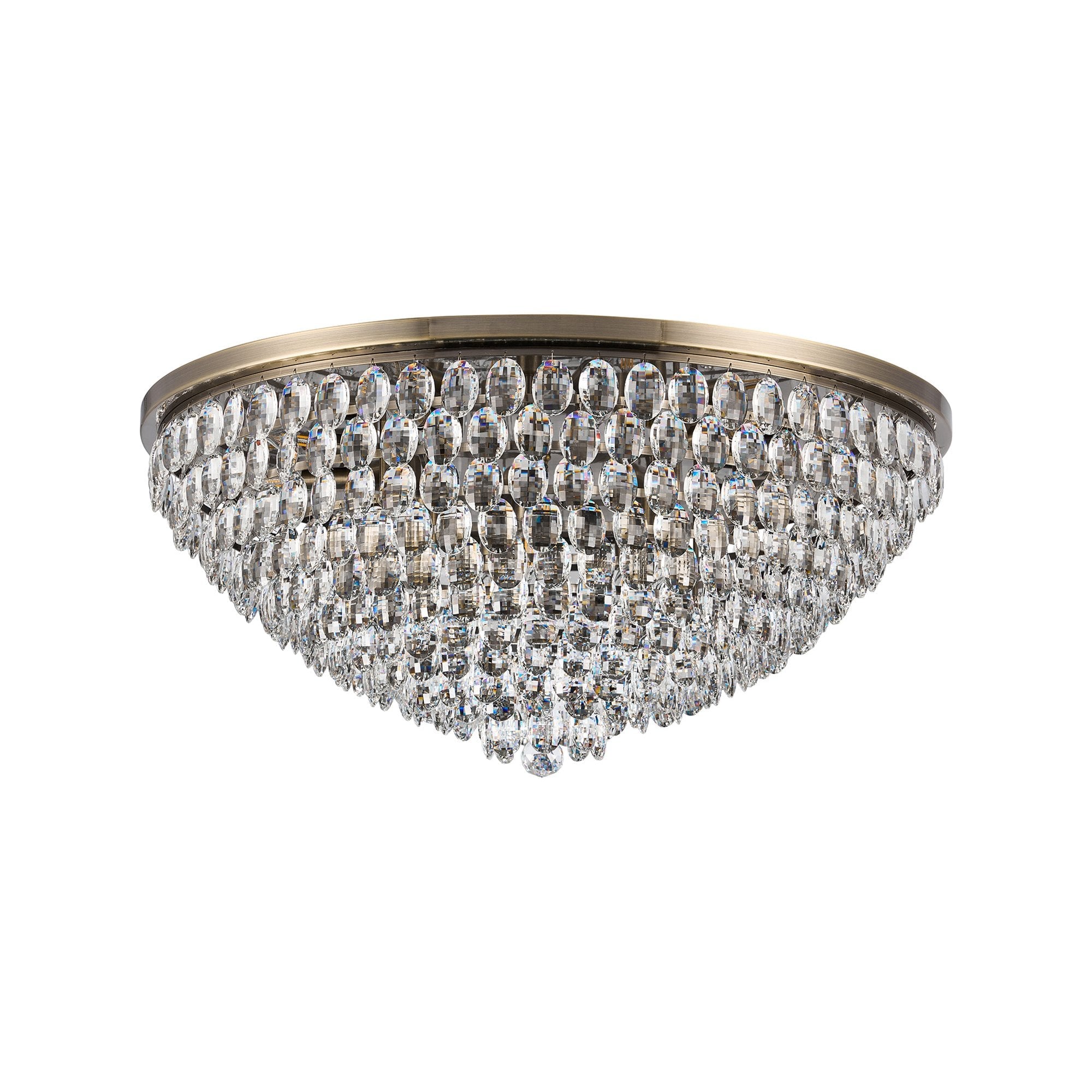 IL32819AB Coniston Flush Ceiling 15 Light E14 Antique Brass/Crystal