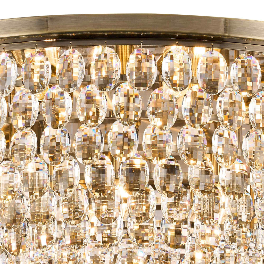 IL32819AB Coniston Flush Ceiling 15 Light E14 Antique Brass/Crystal
