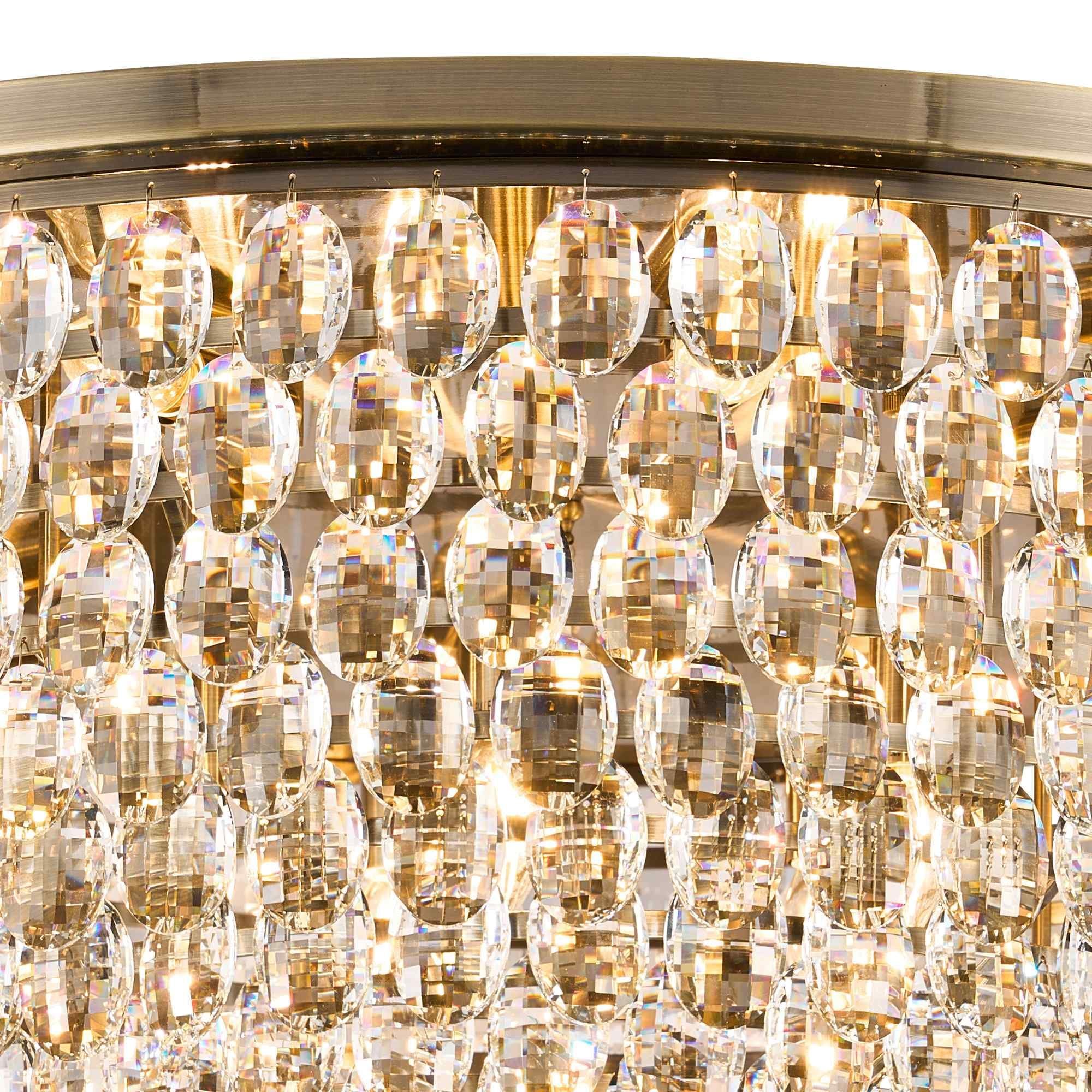 IL32819AB Coniston Flush Ceiling 15 Light E14 Antique Brass/Crystal