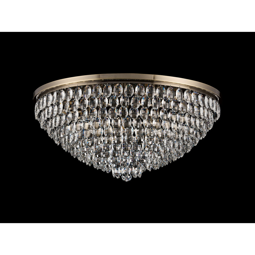 IL32819AB Coniston Flush Ceiling 15 Light E14 Antique Brass/Crystal