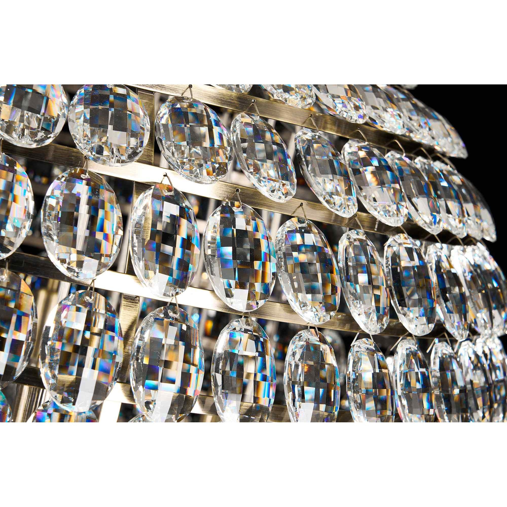 IL32819AB Coniston Flush Ceiling 15 Light E14 Antique Brass/Crystal