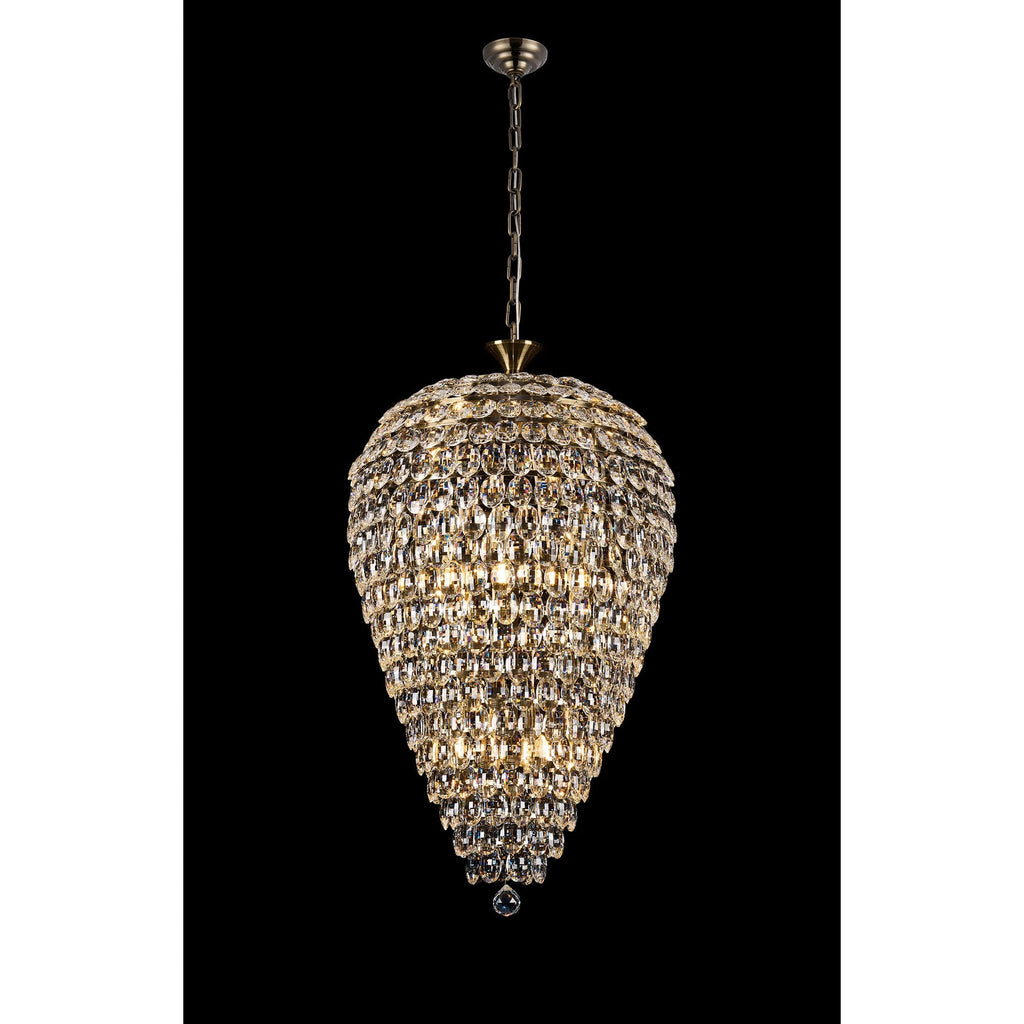 IL32886AB Coniston Acorn Pendant 16 Light E14 Antique Brass/Crystal