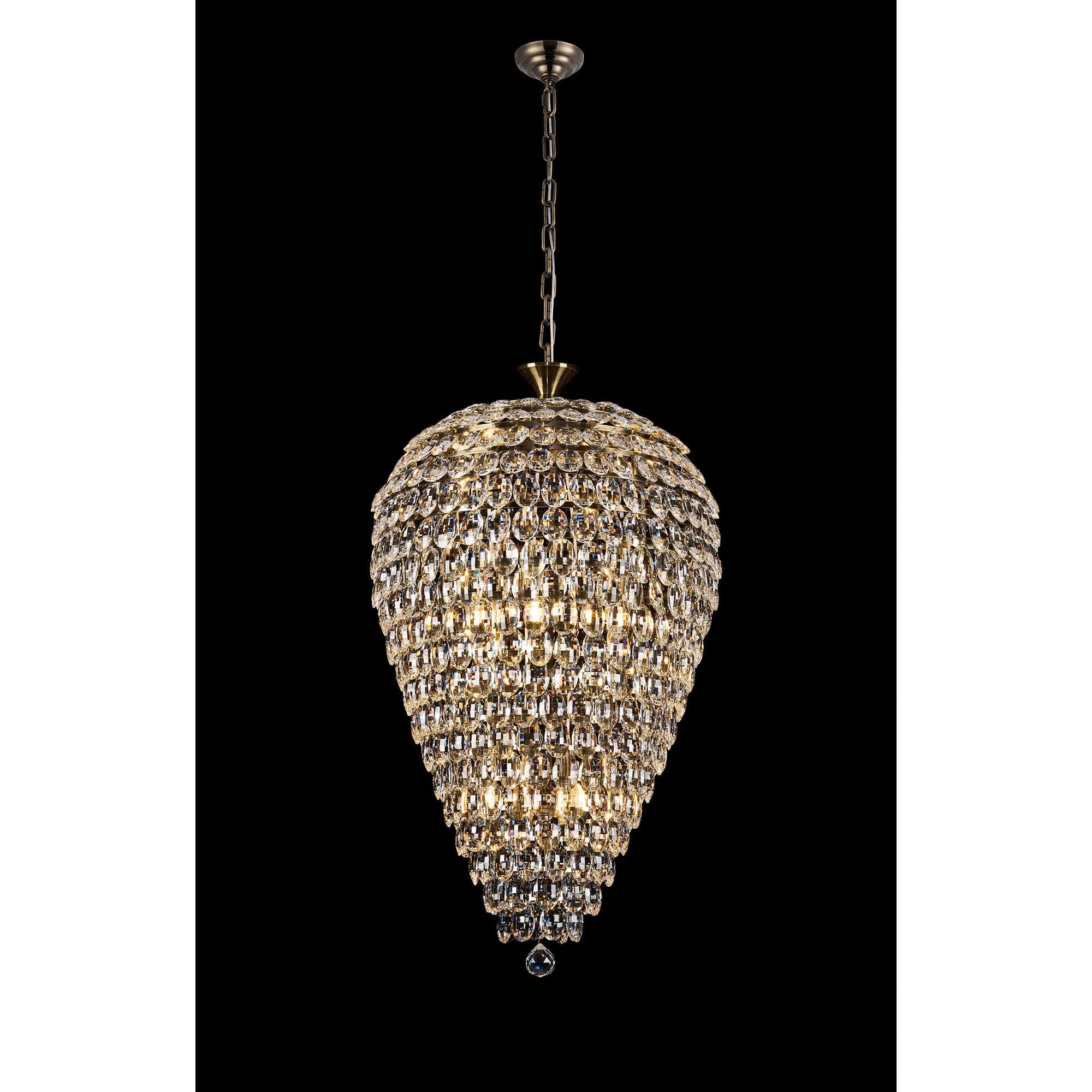 IL32886AB Coniston Acorn Pendant 16 Light E14 Antique Brass/Crystal