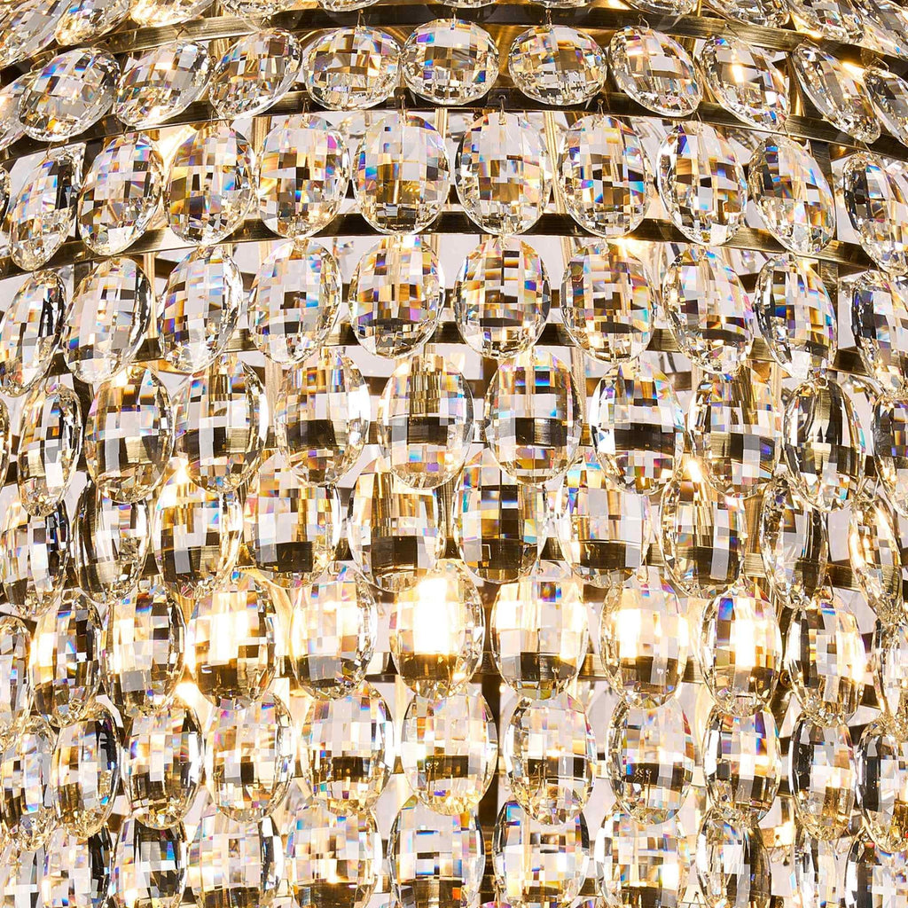 IL32886AB Coniston Acorn Pendant 16 Light E14 Antique Brass/Crystal