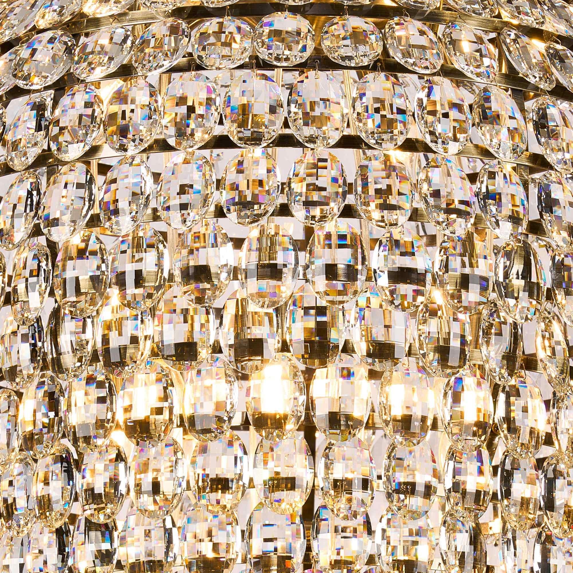IL32886AB Coniston Acorn Pendant 16 Light E14 Antique Brass/Crystal