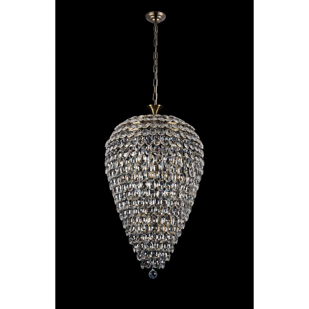 IL32886AB Coniston Acorn Pendant 16 Light E14 Antique Brass/Crystal