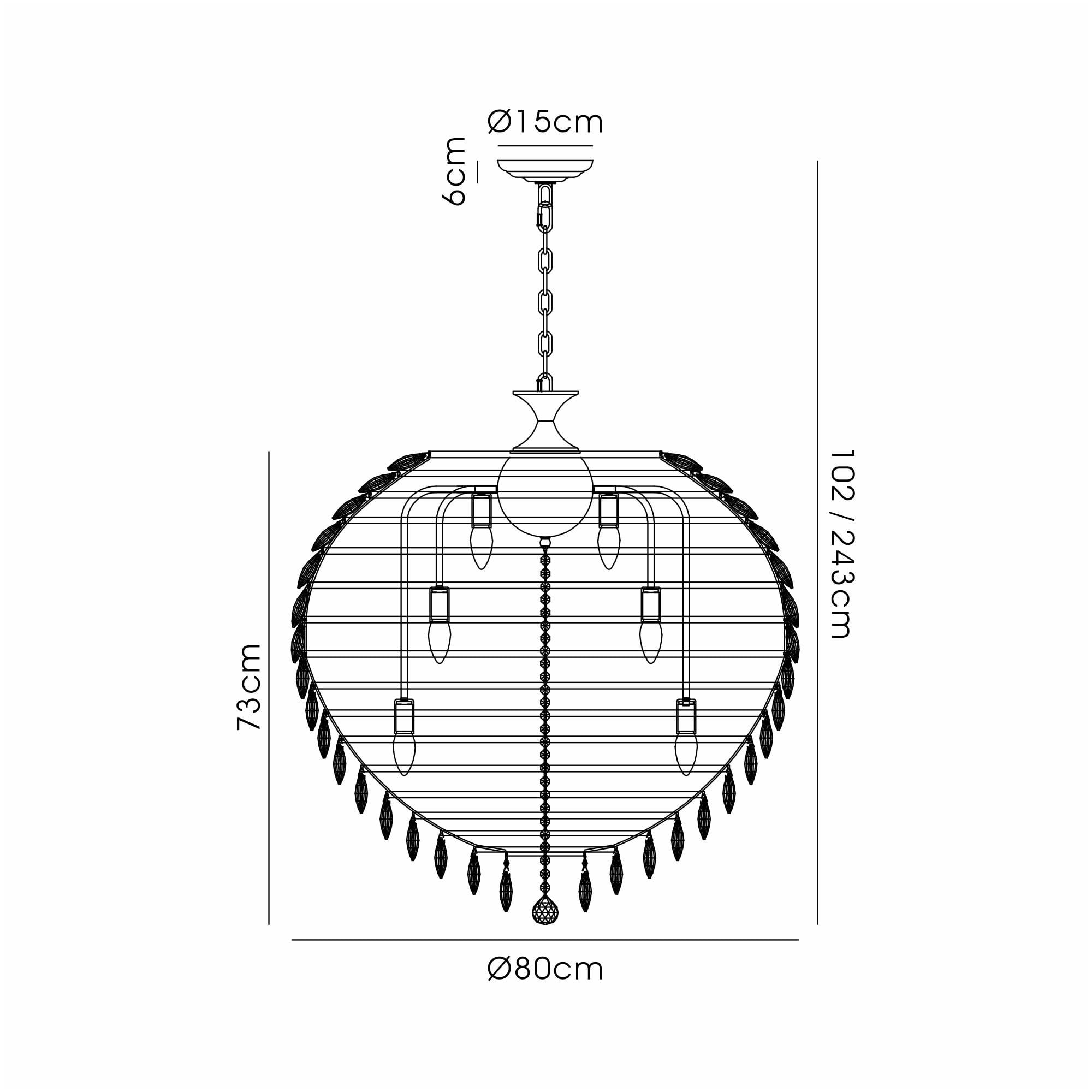 IL32811AB Coniston Pendant 16 Light E14 Antique Brass/Crystal
