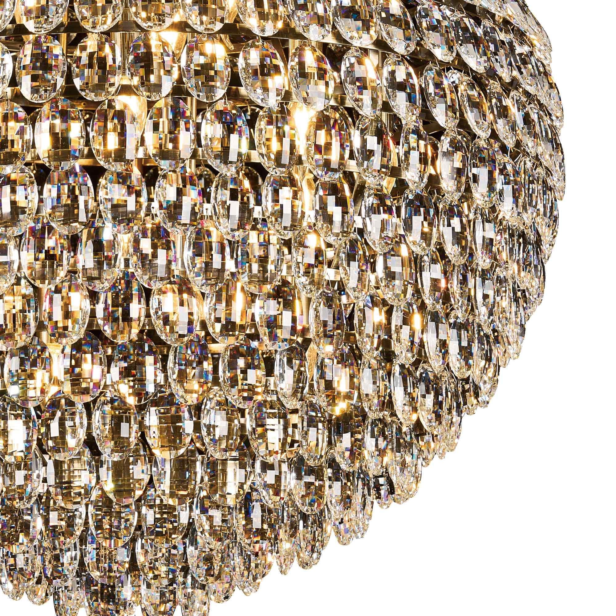 IL32811AB Coniston Pendant 16 Light E14 Antique Brass/Crystal
