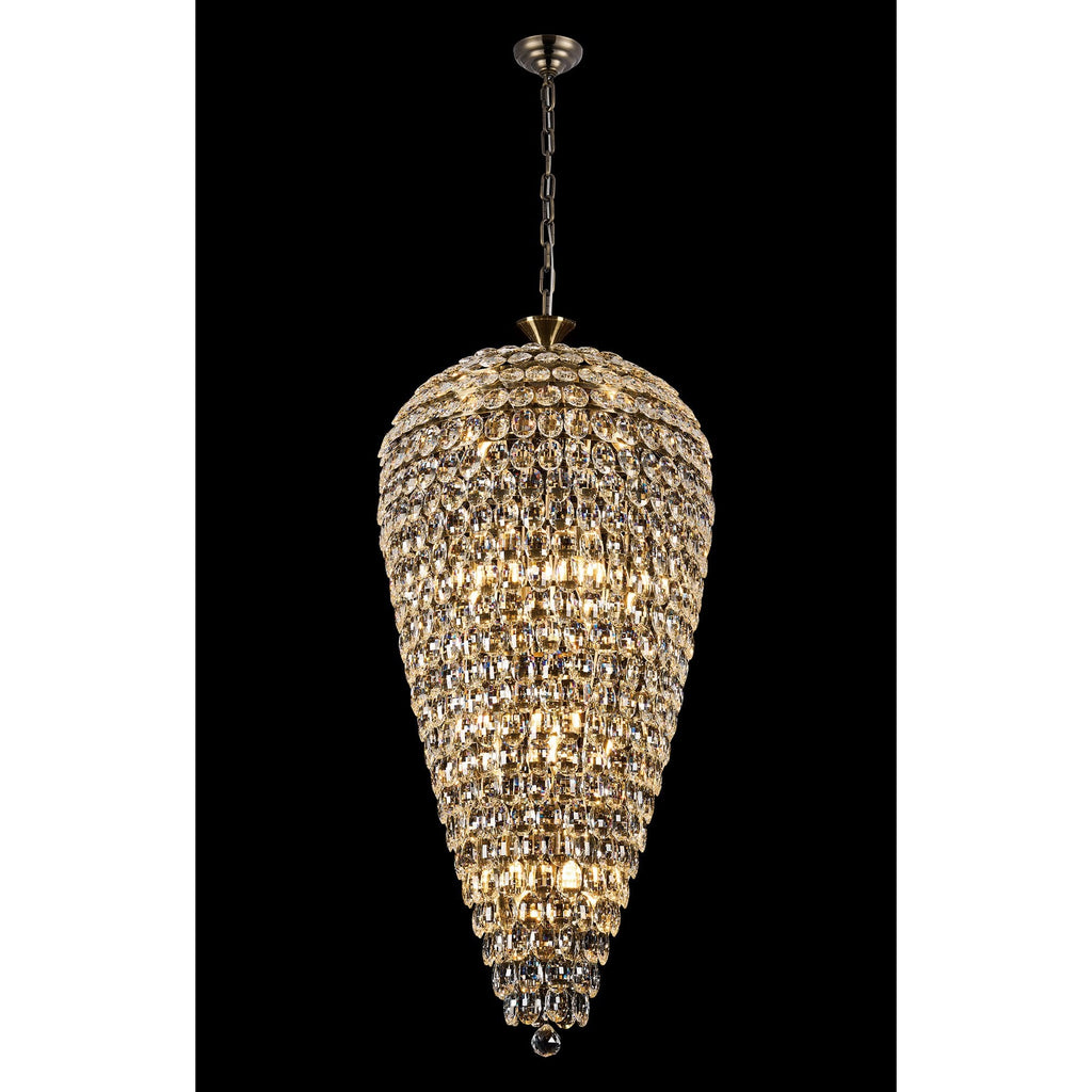 IL32887AB Coniston Tall Acorn Pendant 20 Light E14 Antique Brass/Crystal