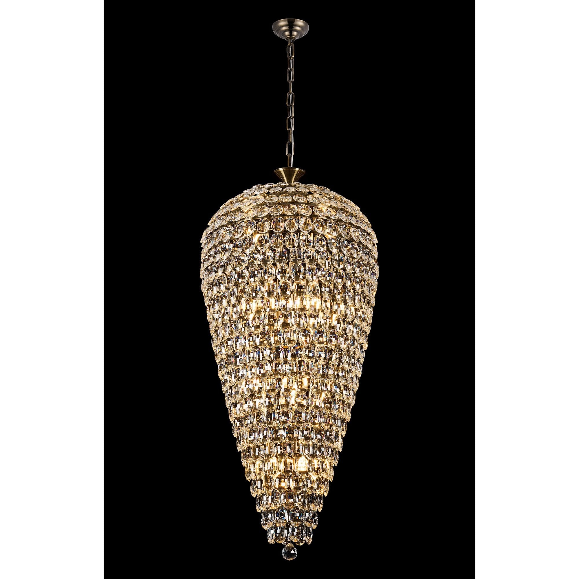 IL32887AB Coniston Tall Acorn Pendant 20 Light E14 Antique Brass/Crystal