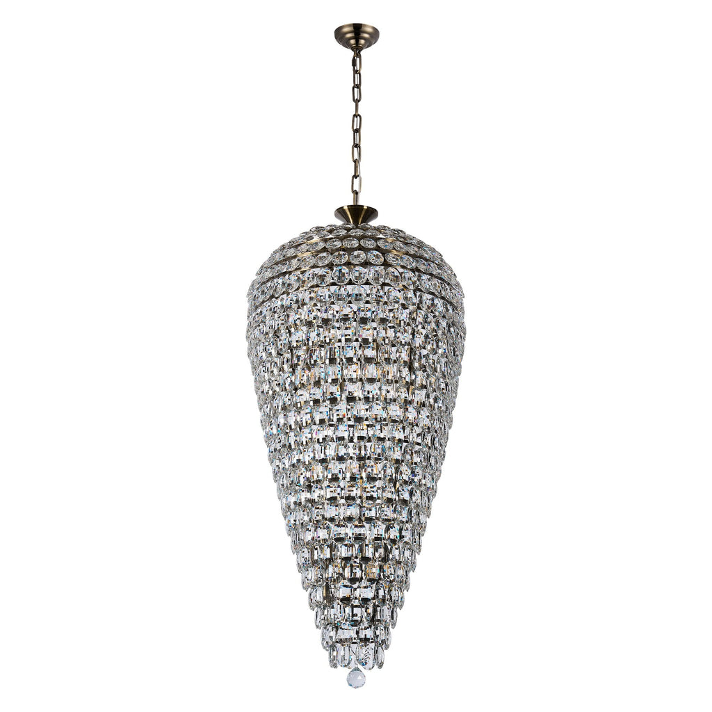 IL32887AB Coniston Tall Acorn Pendant 20 Light E14 Antique Brass/Crystal
