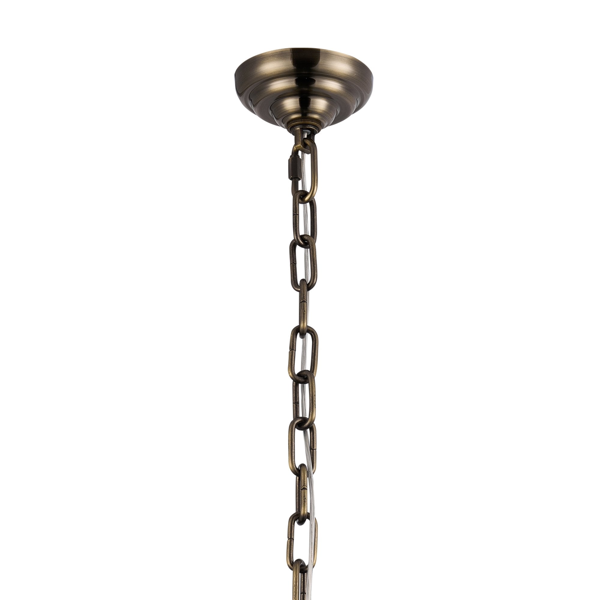 IL32887AB Coniston Tall Acorn Pendant 20 Light E14 Antique Brass/Crystal