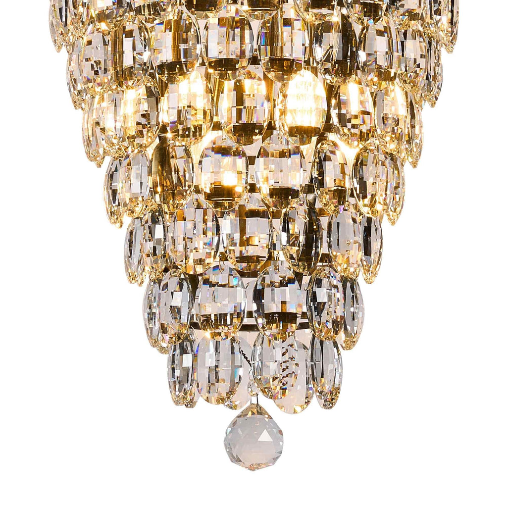 IL32887AB Coniston Tall Acorn Pendant 20 Light E14 Antique Brass/Crystal
