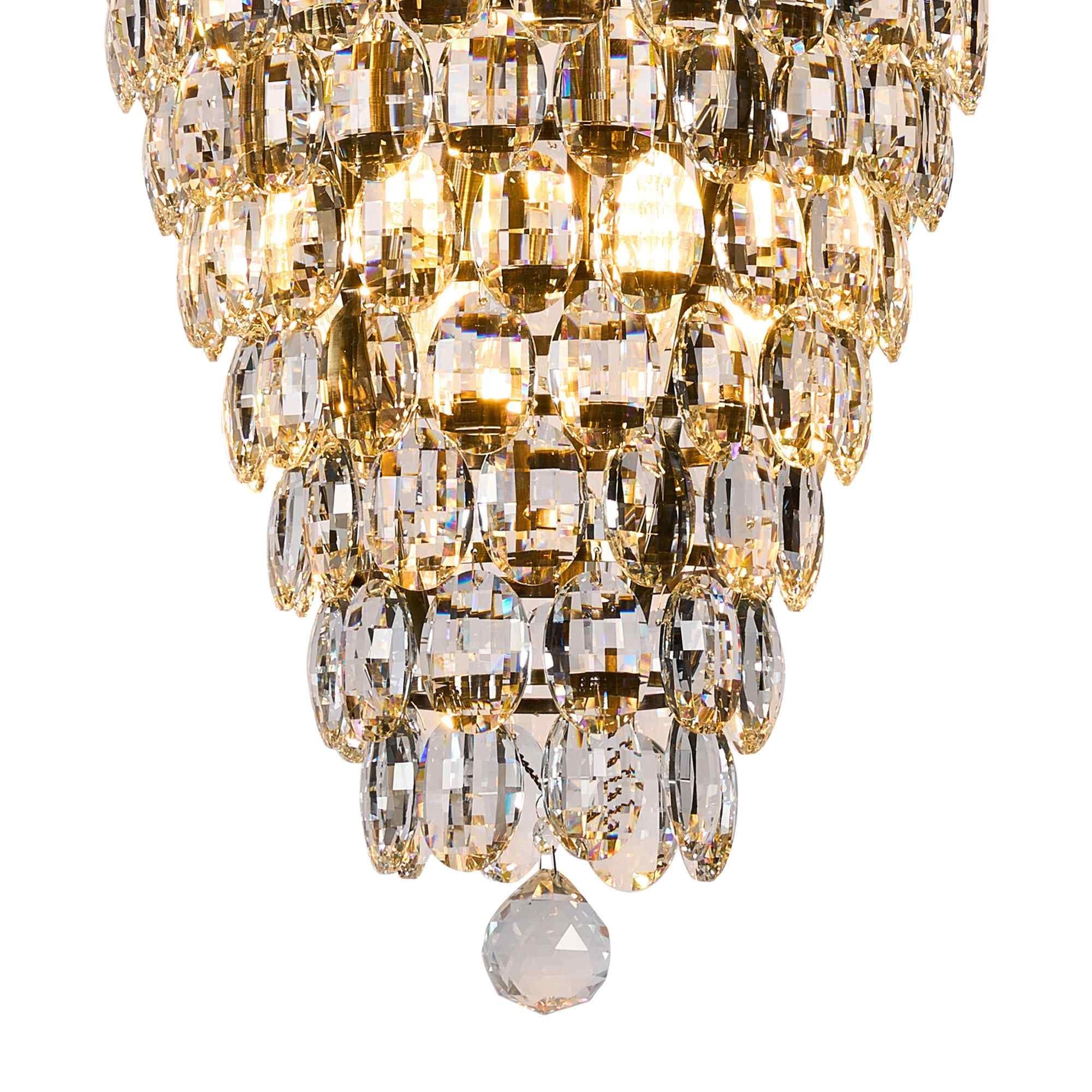 IL32887AB Coniston Tall Acorn Pendant 20 Light E14 Antique Brass/Crystal