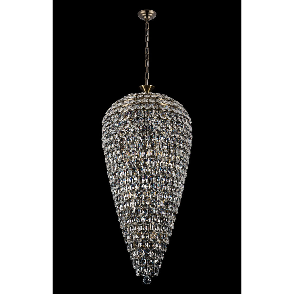 IL32887AB Coniston Tall Acorn Pendant 20 Light E14 Antique Brass/Crystal