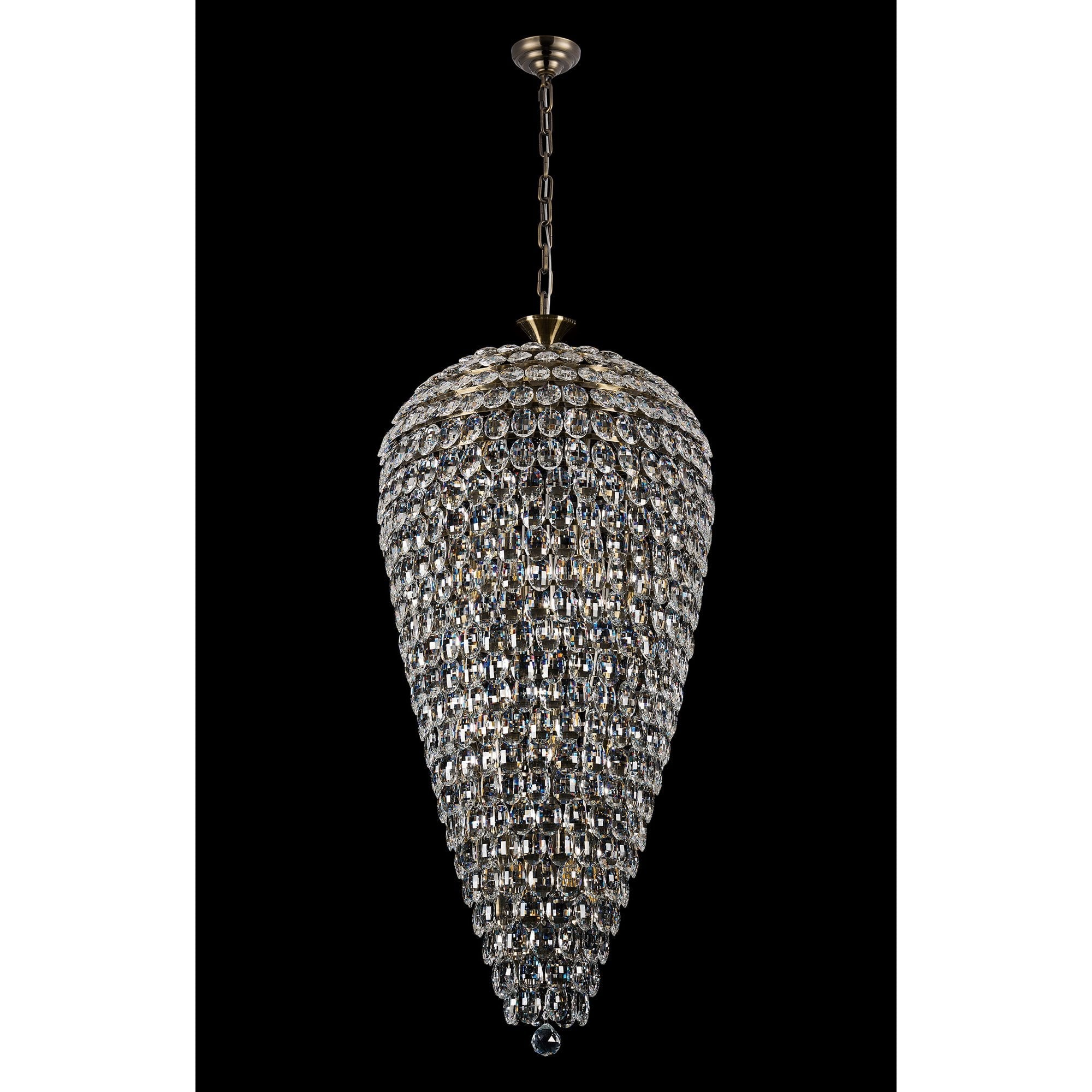 IL32887AB Coniston Tall Acorn Pendant 20 Light E14 Antique Brass/Crystal