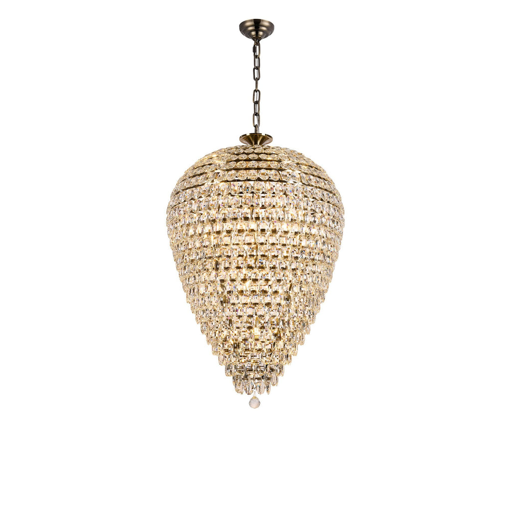 IL32888AB Coniston Acorn Pendant 25 Light E14 Antique Brass/Crystal