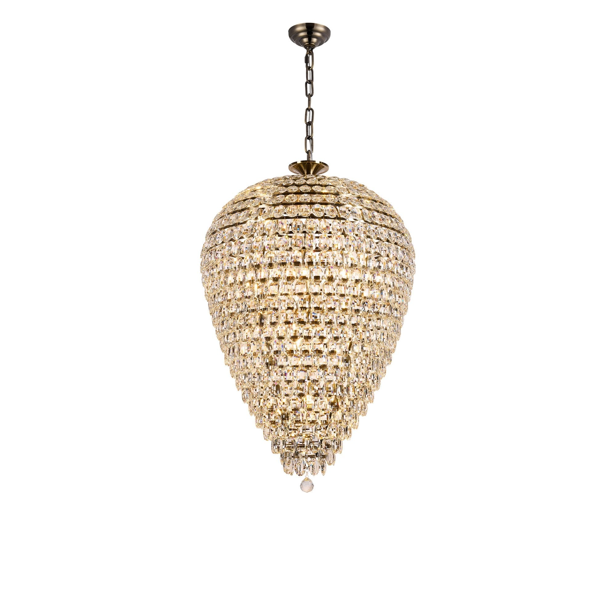 IL32888AB Coniston Acorn Pendant 25 Light E14 Antique Brass/Crystal