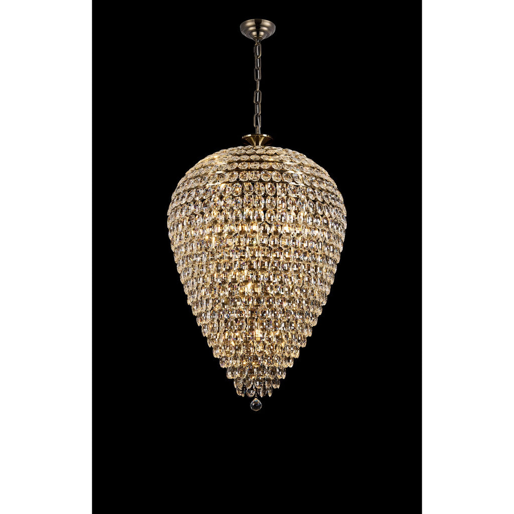 IL32888AB Coniston Acorn Pendant 25 Light E14 Antique Brass/Crystal