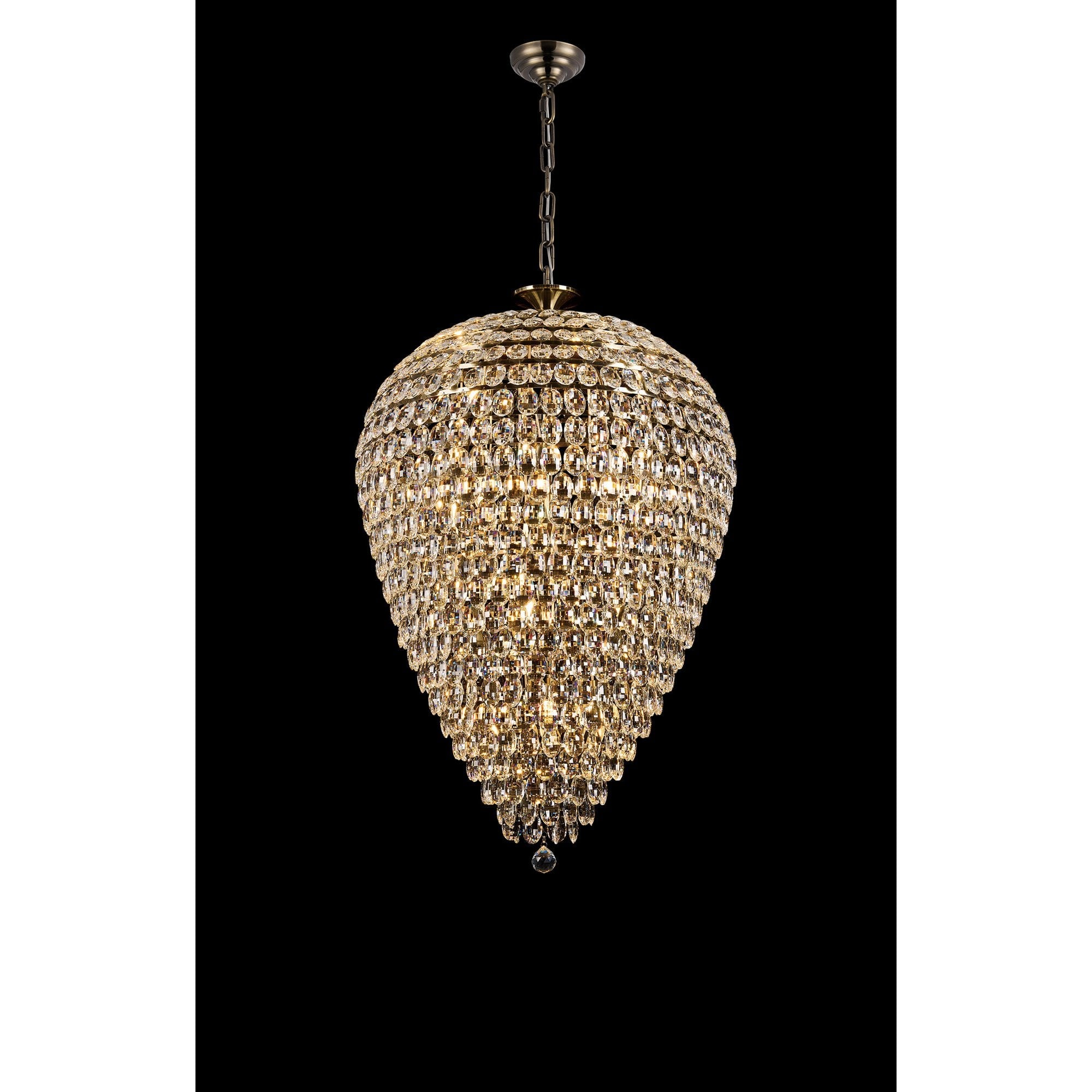 IL32888AB Coniston Acorn Pendant 25 Light E14 Antique Brass/Crystal